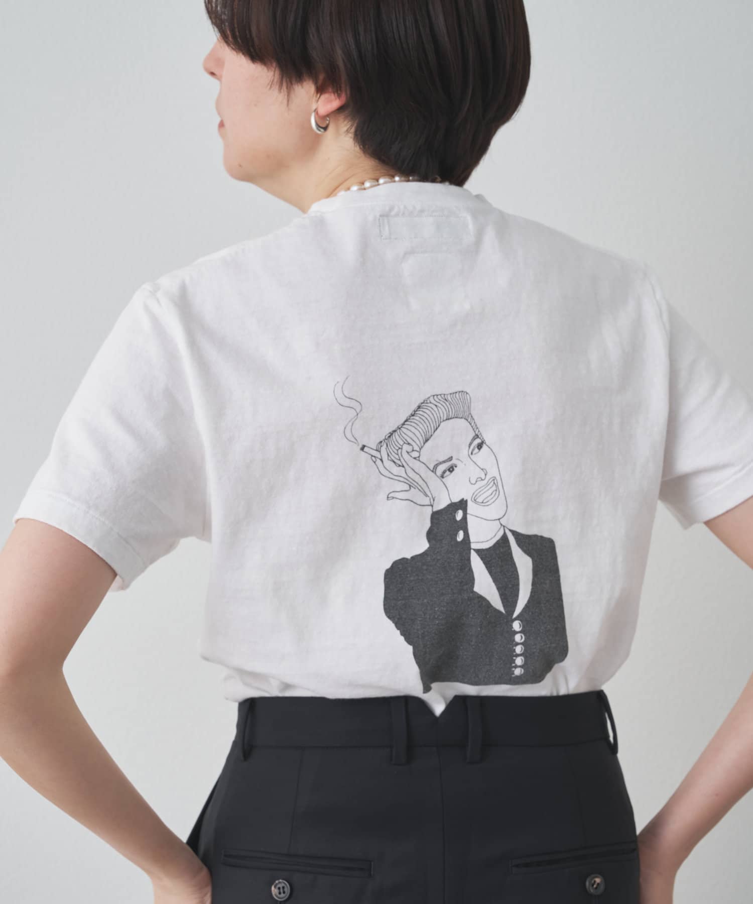 Drawing Numbers(ドローイングナンバーズ) レディース MADISONBLUE / CREW NECK TEE KATHARINE ホワイト