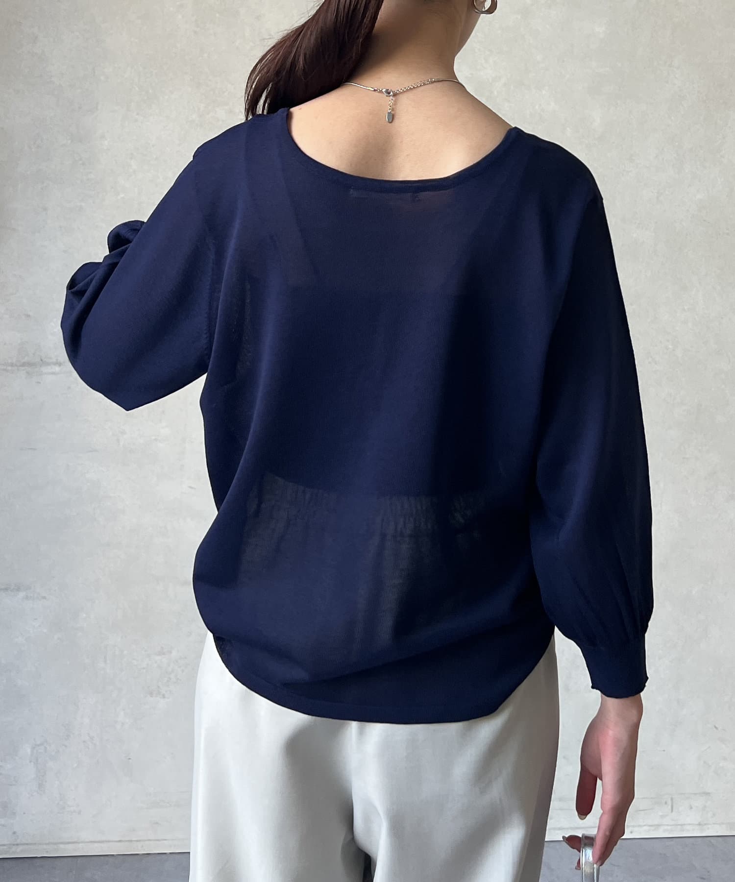Chez toi(シェトワ) シアーロゴ8分袖プルオーバー