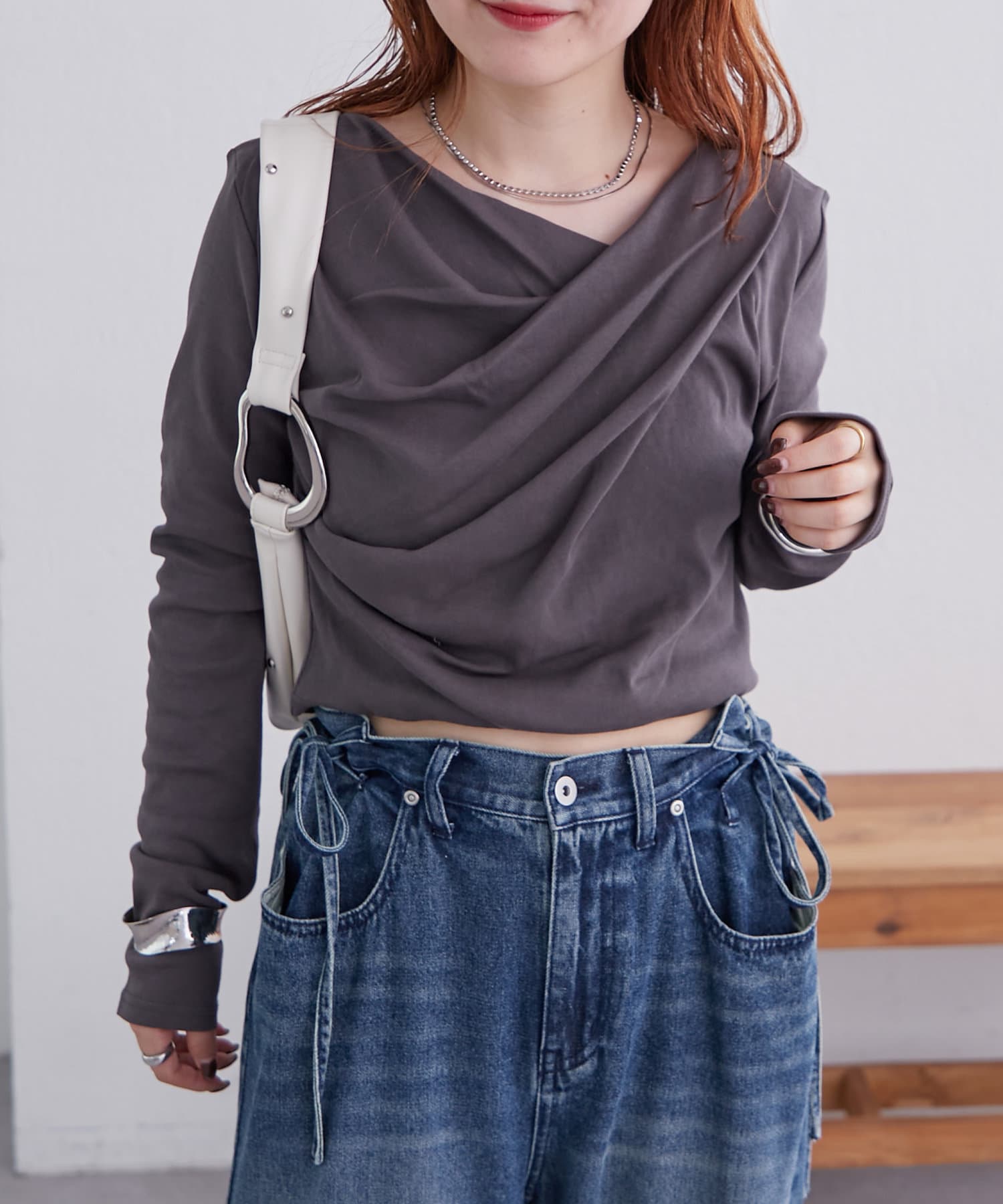 mystic(ミスティック) オフショルロングTシャツ※EC限定カラーあり