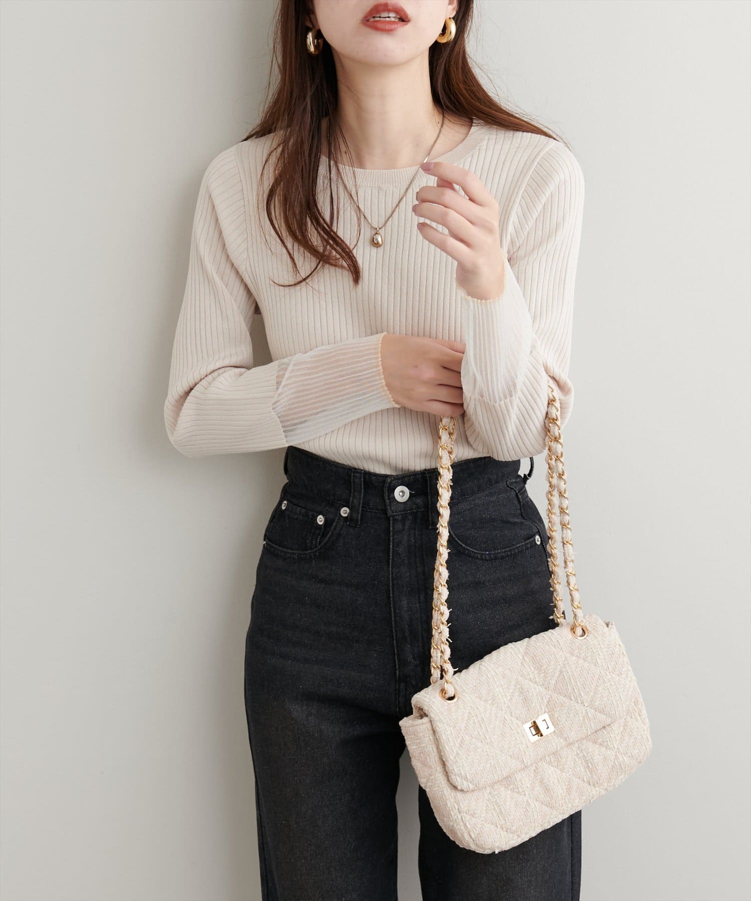 NICE CLAUP / OLIVE des OLIVE OUTLET(ナイスクラップ  / オリーブ デ オリーブ アウトレット) 【natural couture】キルティングチェーンバッグ