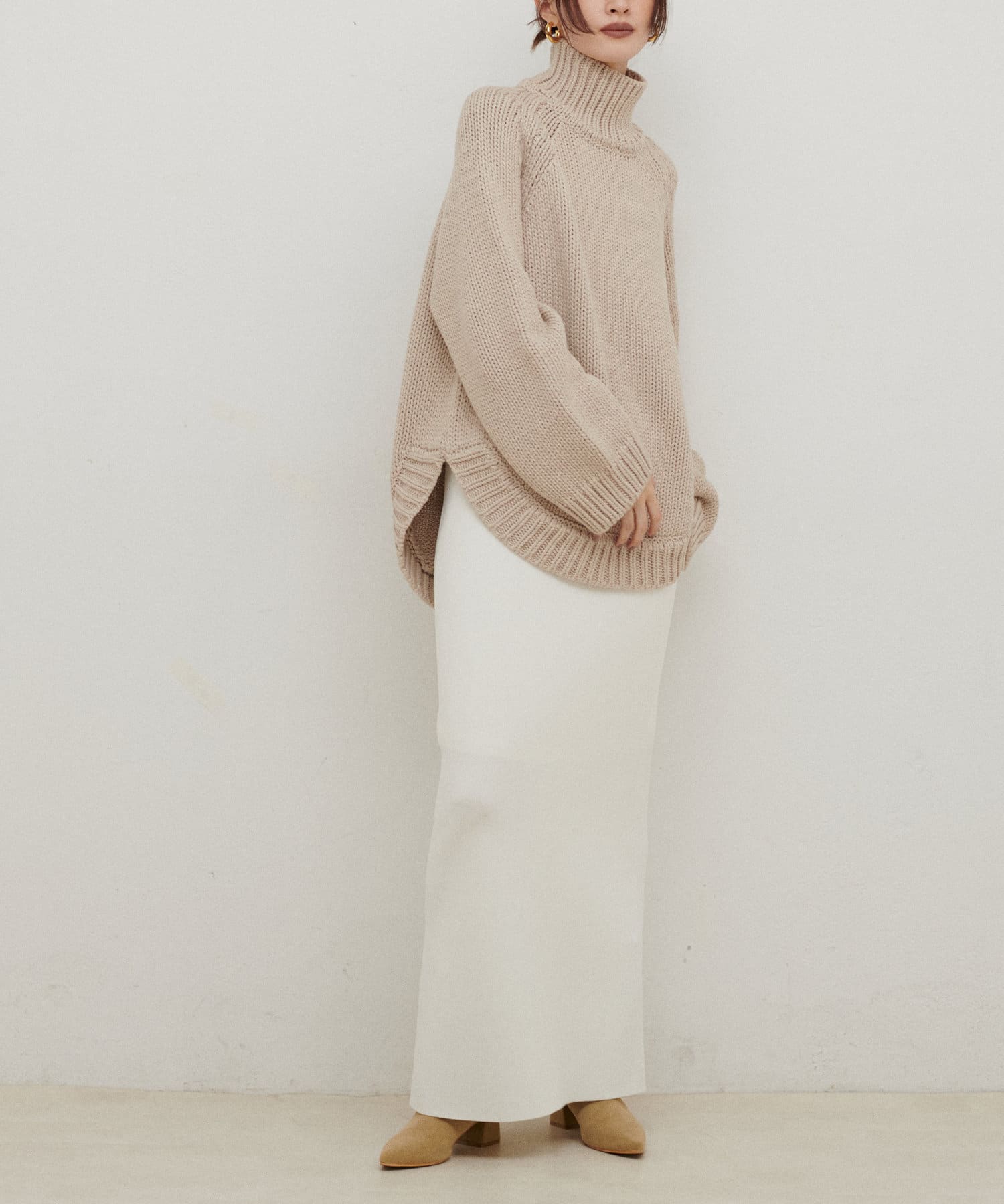 NICE CLAUP / OLIVE des OLIVE OUTLET(ナイスクラップ  / オリーブ デ オリーブ アウトレット) 【natural couture】シンプルIラインニットスカート