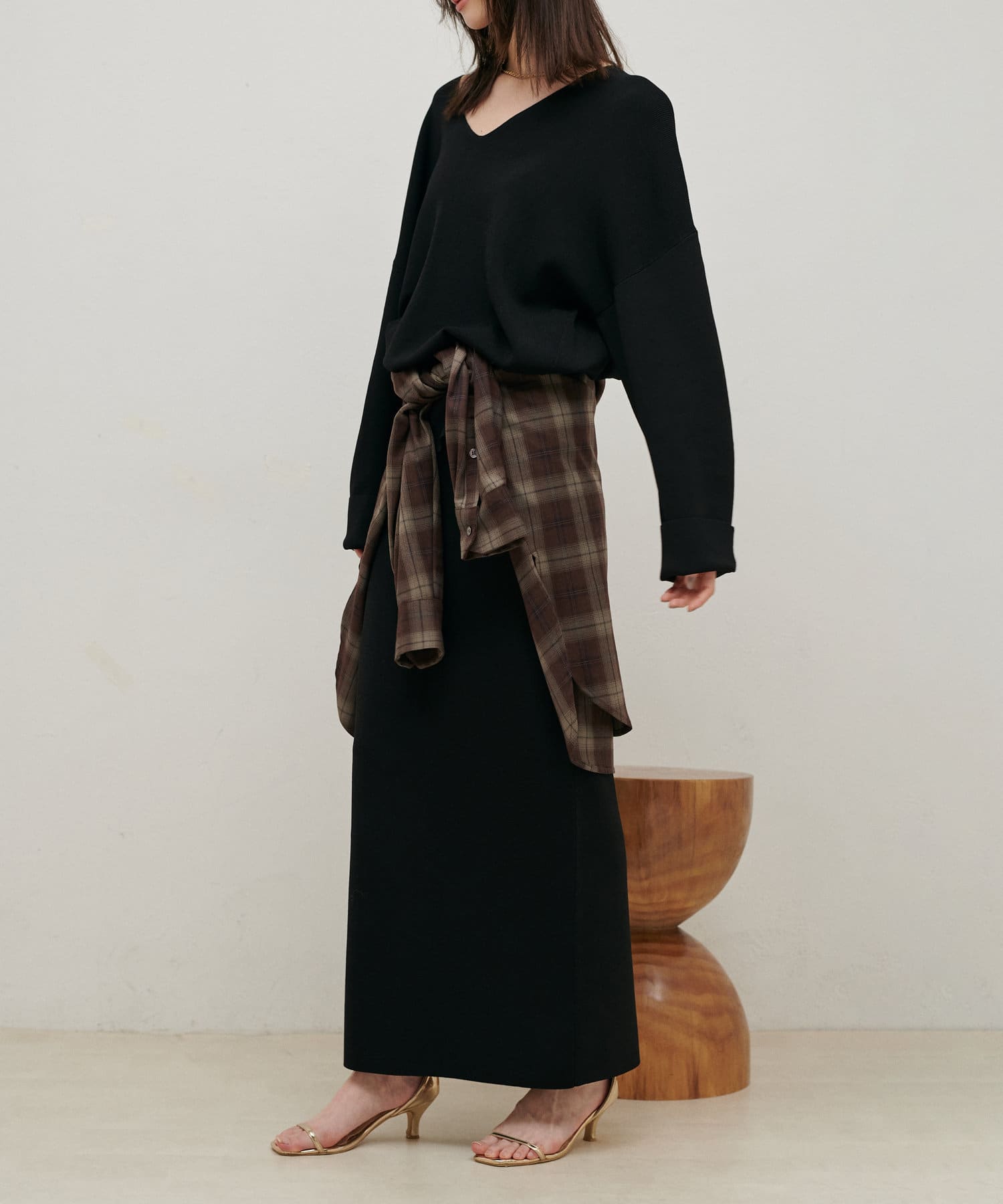 NICE CLAUP / OLIVE des OLIVE OUTLET(ナイスクラップ  / オリーブ デ オリーブ アウトレット) 【natural couture】シンプルIラインニットスカート