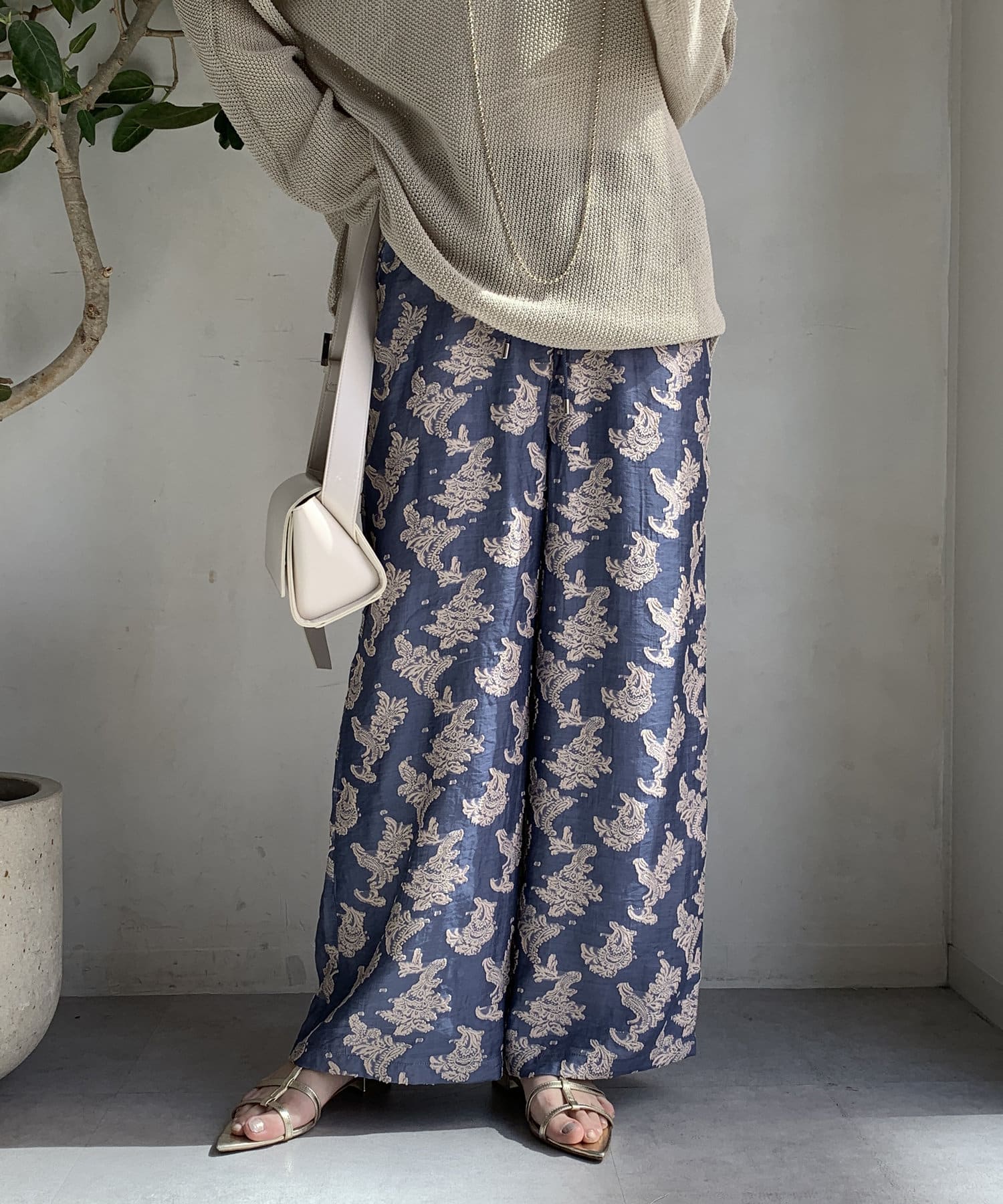 DOUDOU(ドゥドゥ) 【WEB限定】ペイズリージャガードイージーパンツ