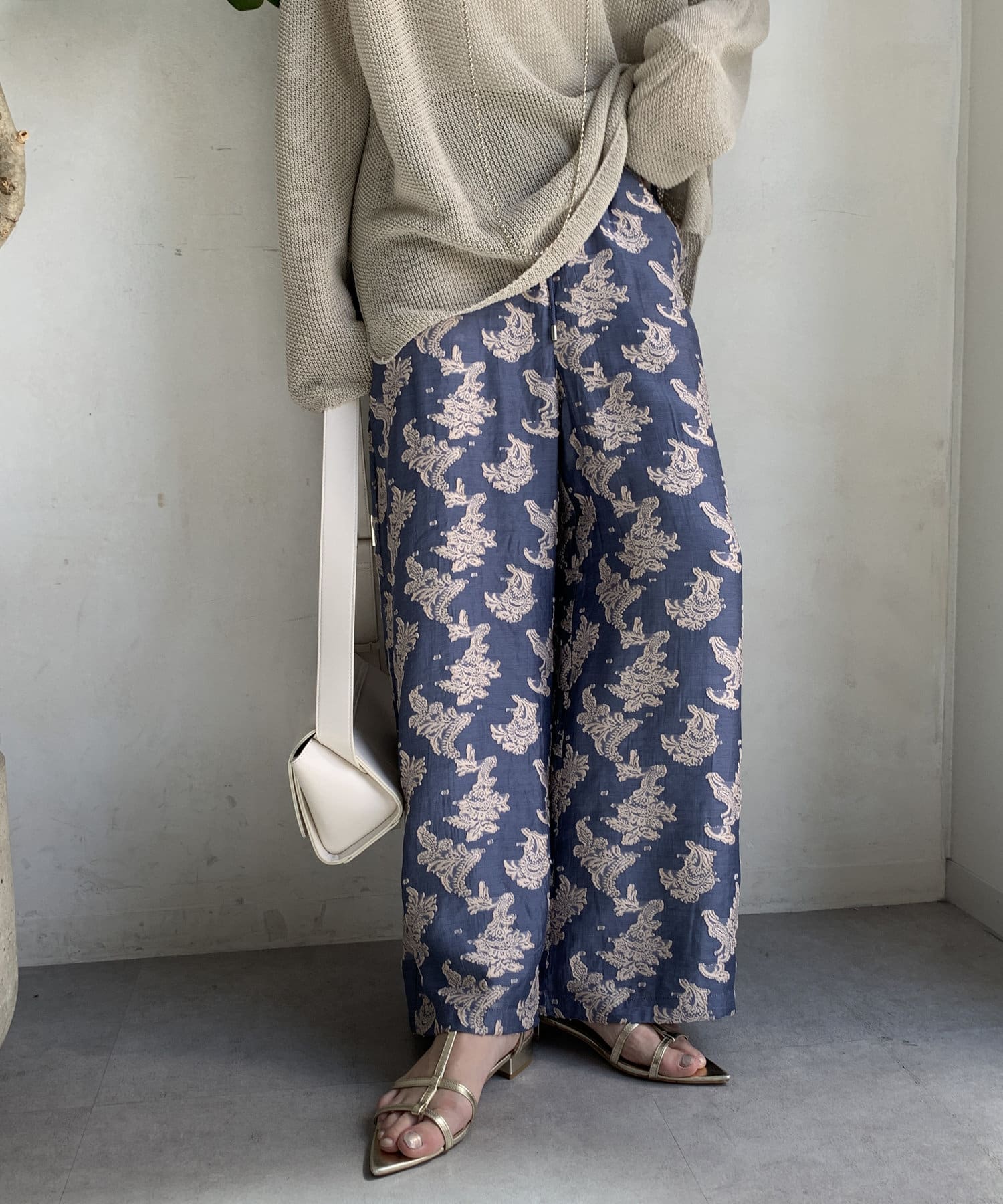 DOUDOU(ドゥドゥ) 【WEB限定】ペイズリージャガードイージーパンツ