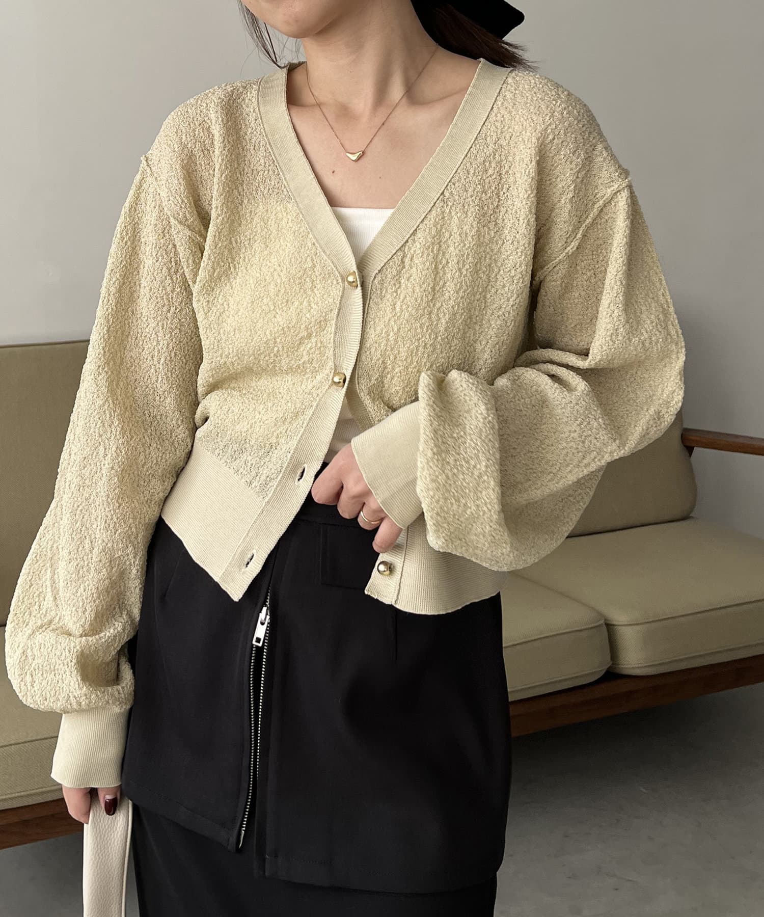 CAPRICIEUX LE'MAGEウール100Wボタンカーディガン 再入荷！】ウール100Wボタンカーディガン | CAPRICIEUX LE'MAGE