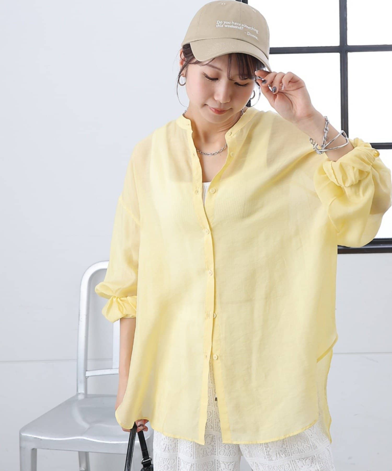 COLONY 2139(コロニー トゥーワンスリーナイン) 【リバイバル】シアーバンドカラー長袖シャツ