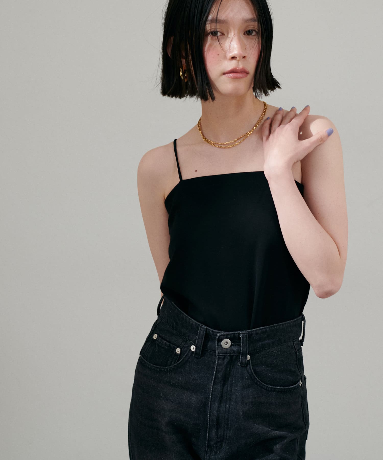 LARUTA(ラルータ) カップ付きレーヨンポンチキャミ