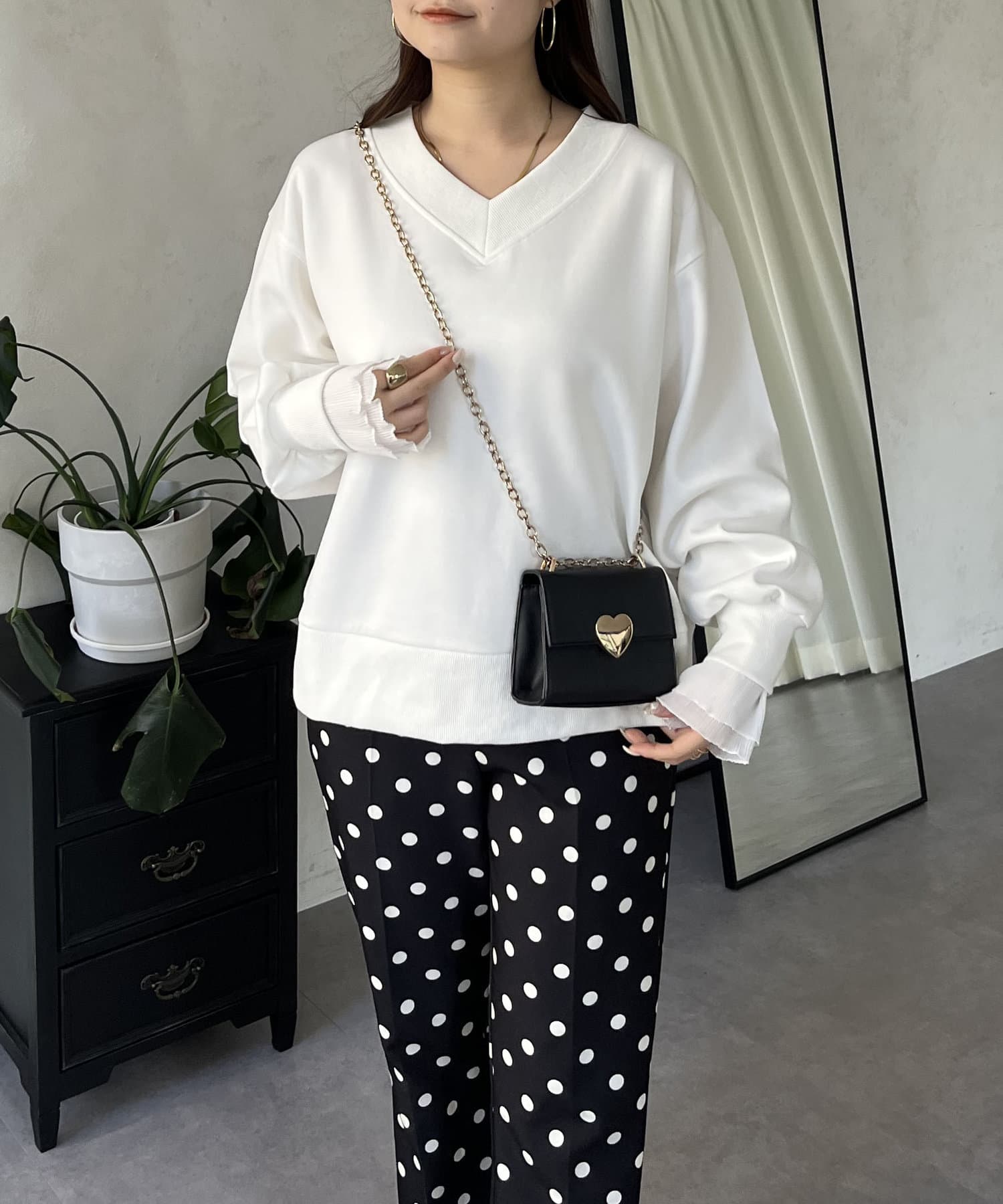 プリーツスリーブVネックスウェット | prose verse(プロズヴェール