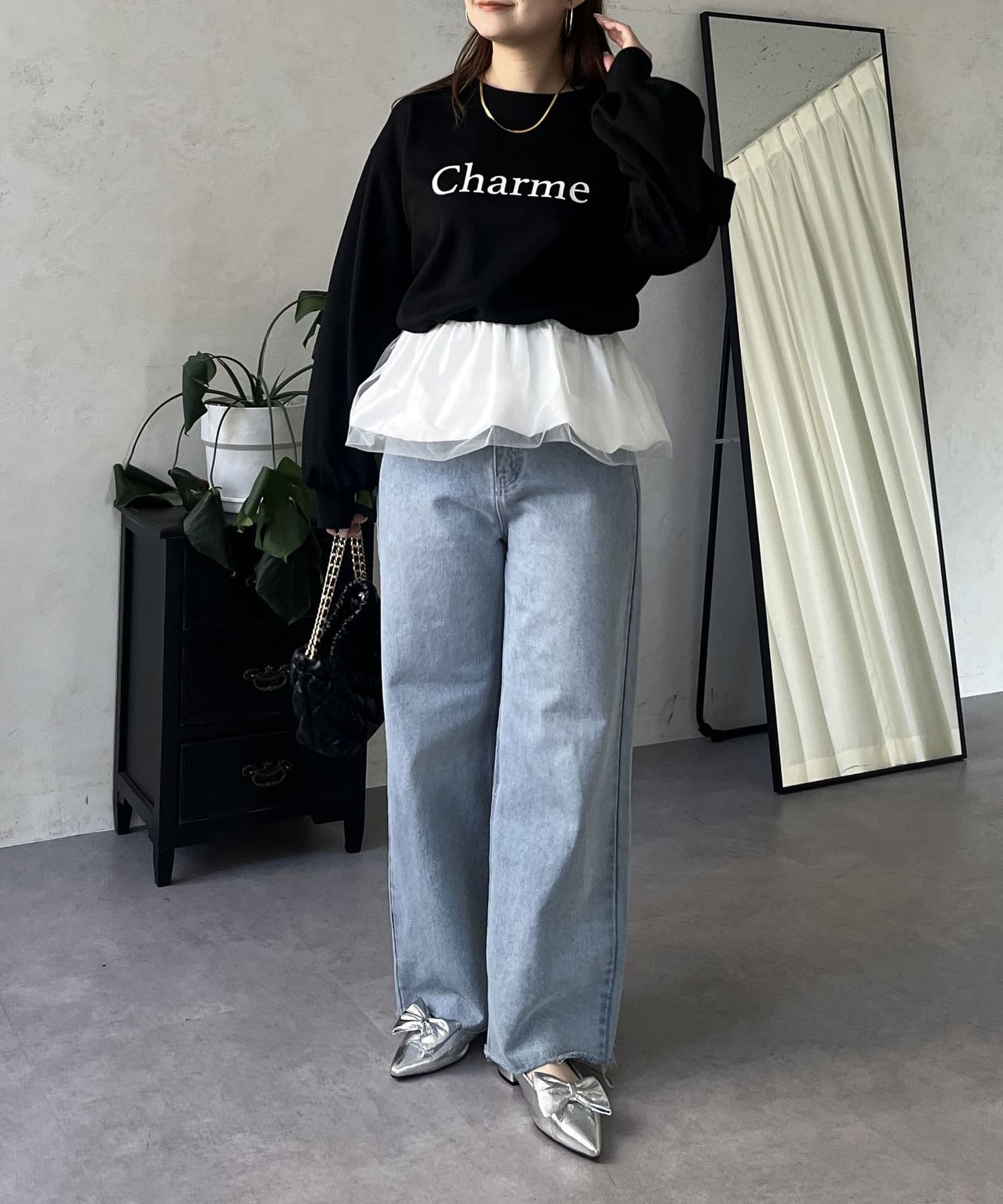 prose verse(プロズヴェール) 裾バルーンドッキングロゴスウェット