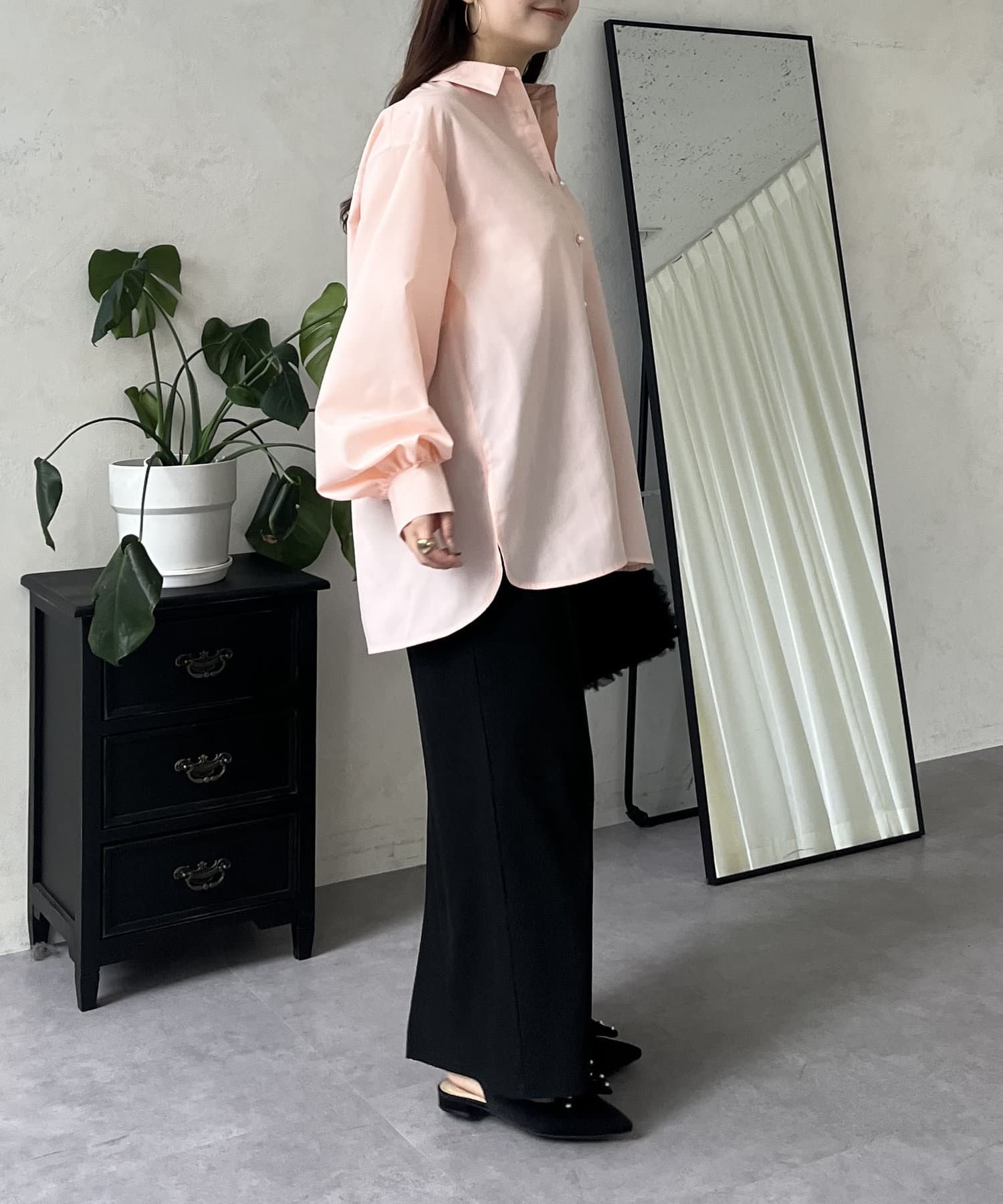 prose verse(プロズヴェール) 【PRS♥】パールボタン刺繍ロゴオーバーサイズシャツ