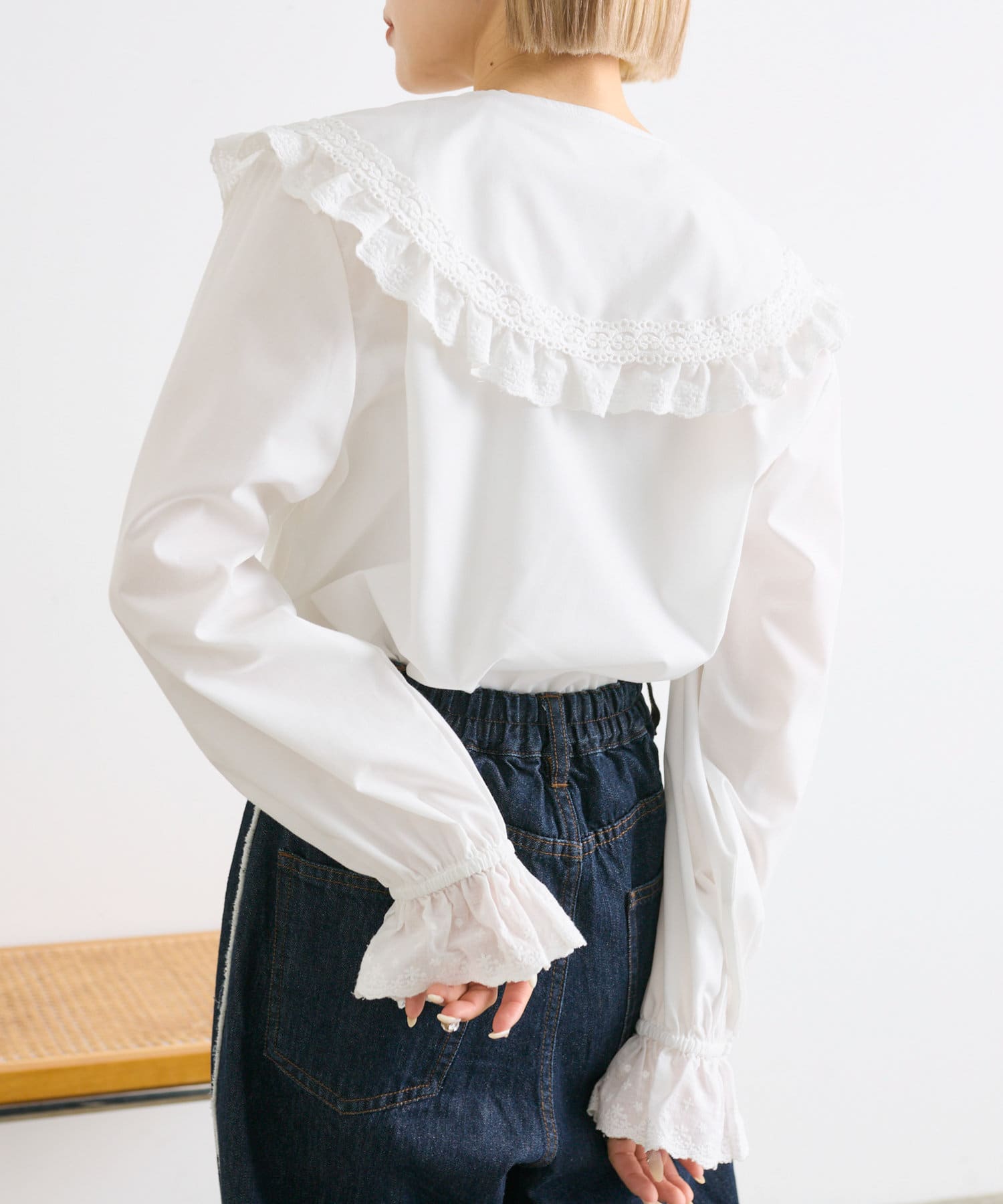 ２Ｗａｙレースデザインビッグ衿ブラウス レースBIG衿ブラウス | w closet(ダブルクローゼット)レディース