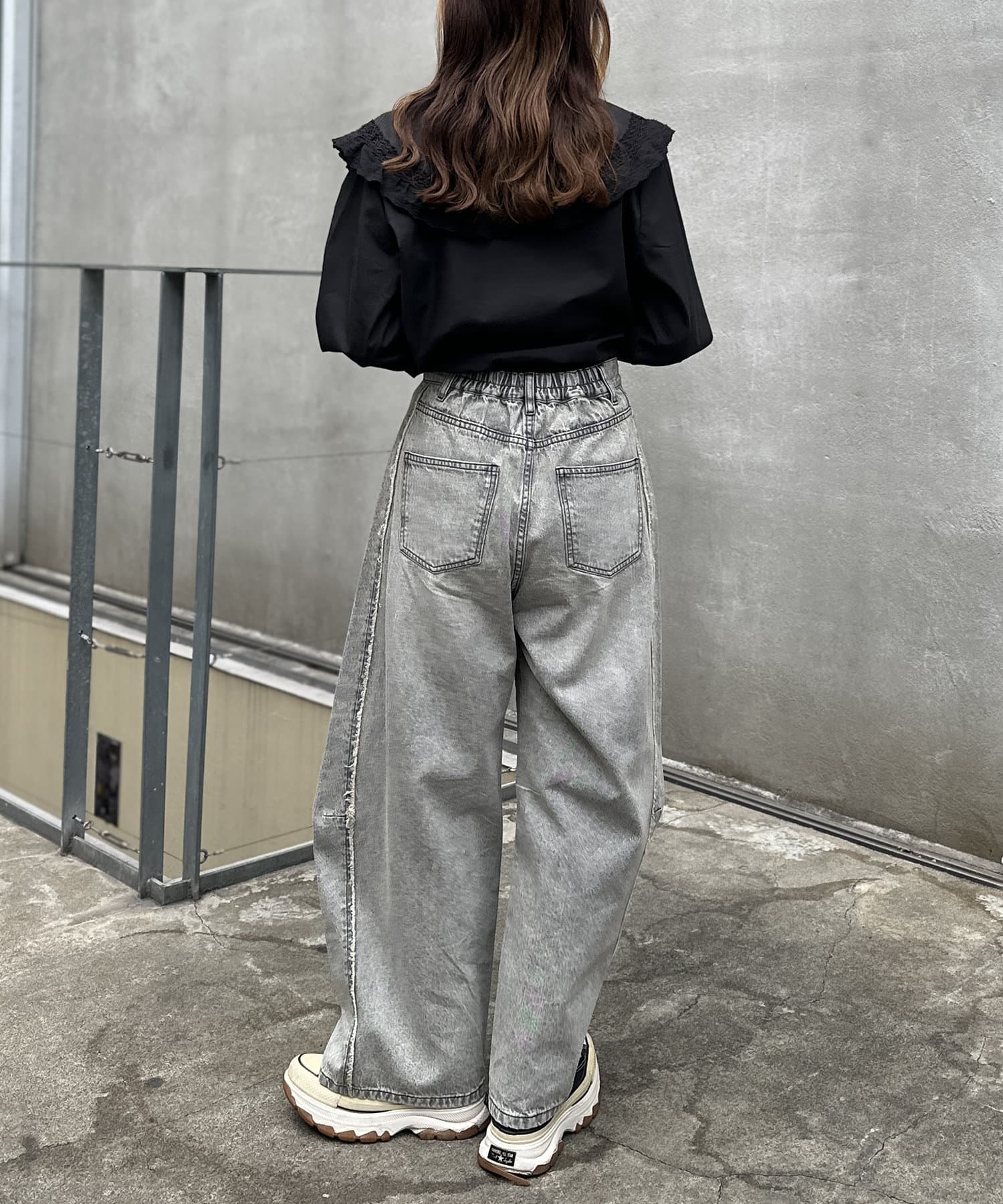 w closet(ダブルクローゼット) レースBIG衿ブラウス