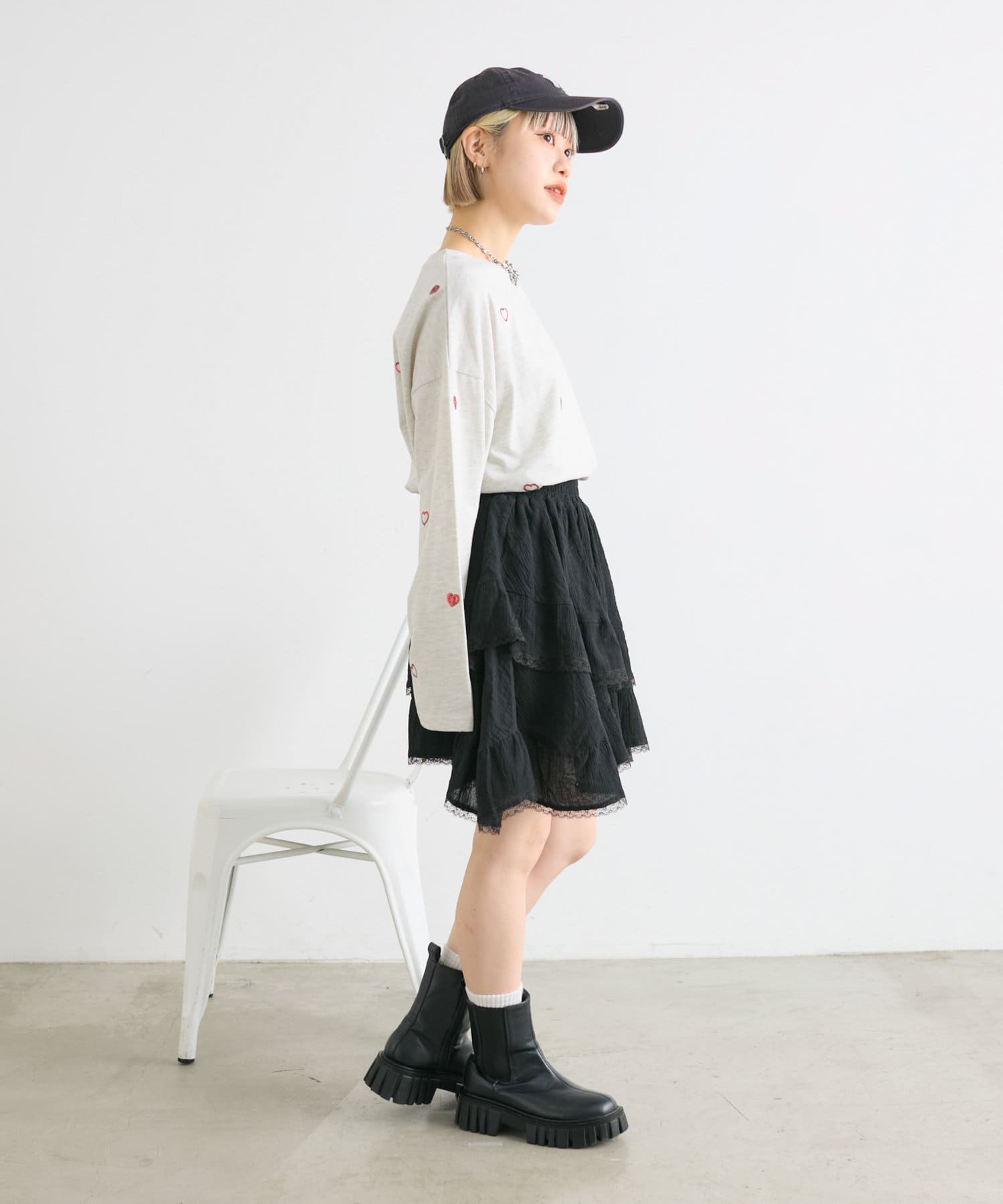 w closet(ダブルクローゼット) レースアシメスカパン