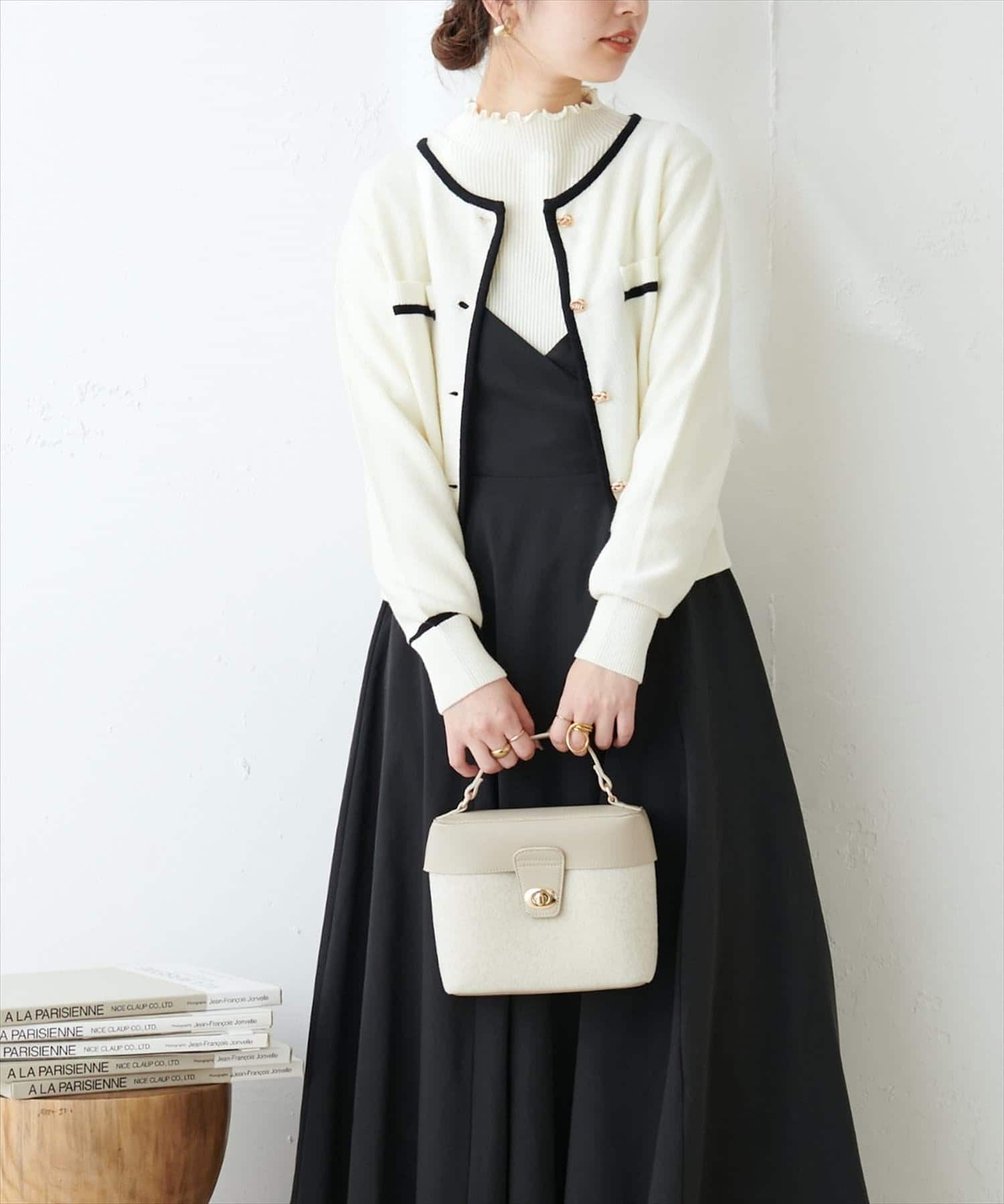 natural couture ガーディガン　新品タグ付き セール】【WEB限定】メッシュ編みクリア釦カーディガン（ニット