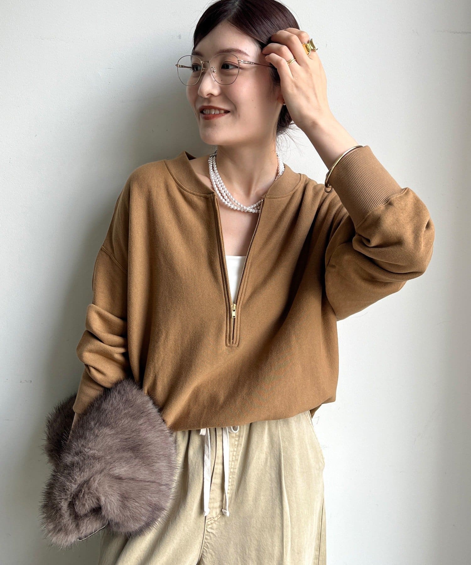 DouDou 完売ハーフジップ グレー スウェット DouDou 完売ハーフジップ グレー スウェット