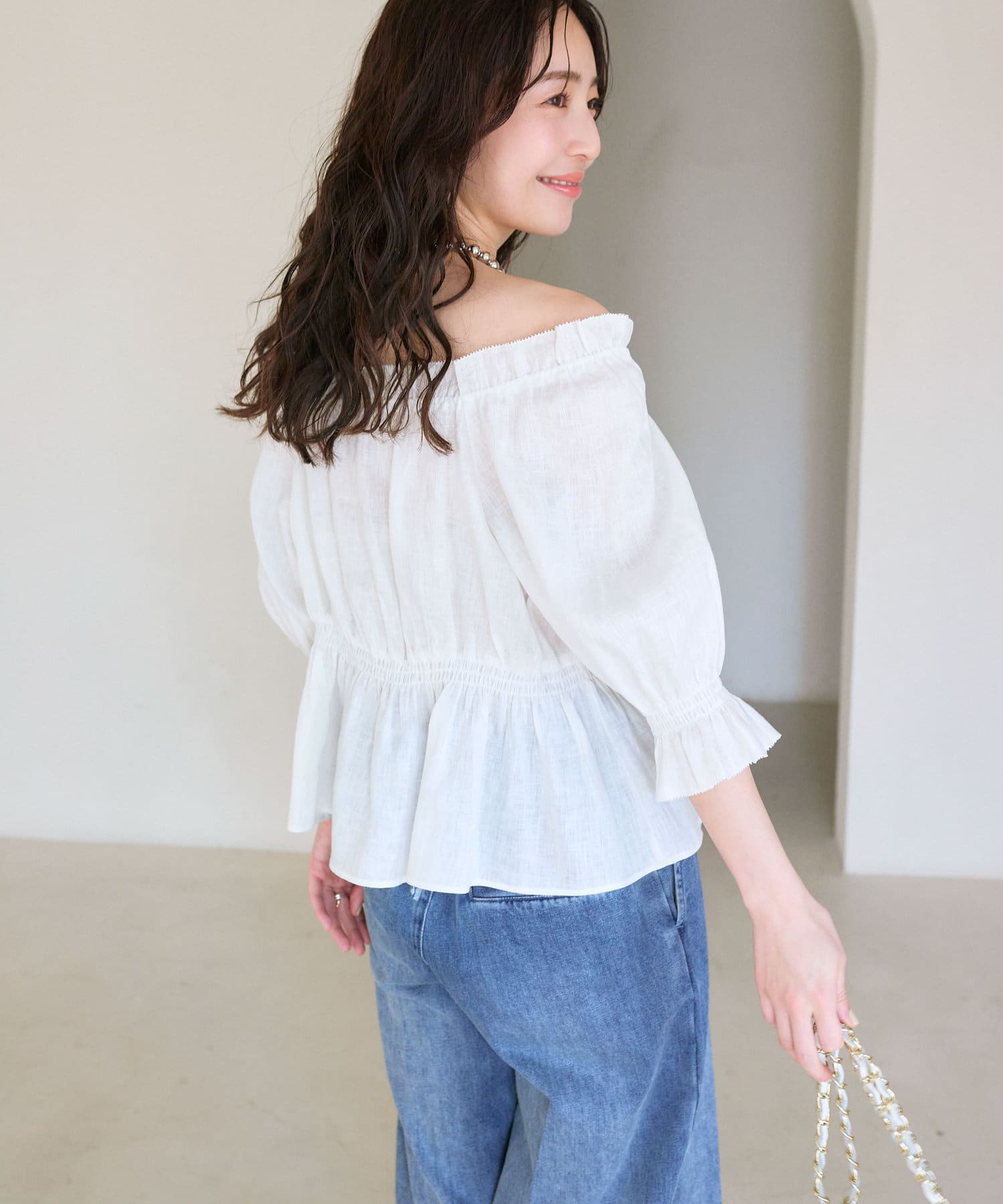 【新品タグ付】ラブティックボンボン　ギャザーフリルブラウス　ネイビー ラブティックボンボン♡ギャザーブラウス ネイビー