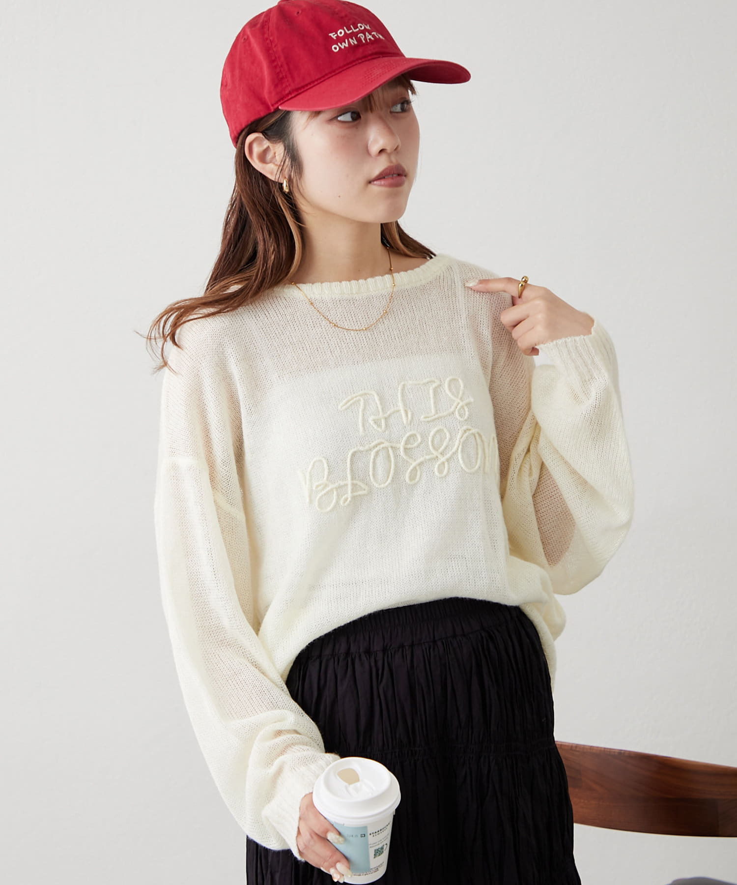 3色展開】コード刺繍シアーニット | w closet(ダブル