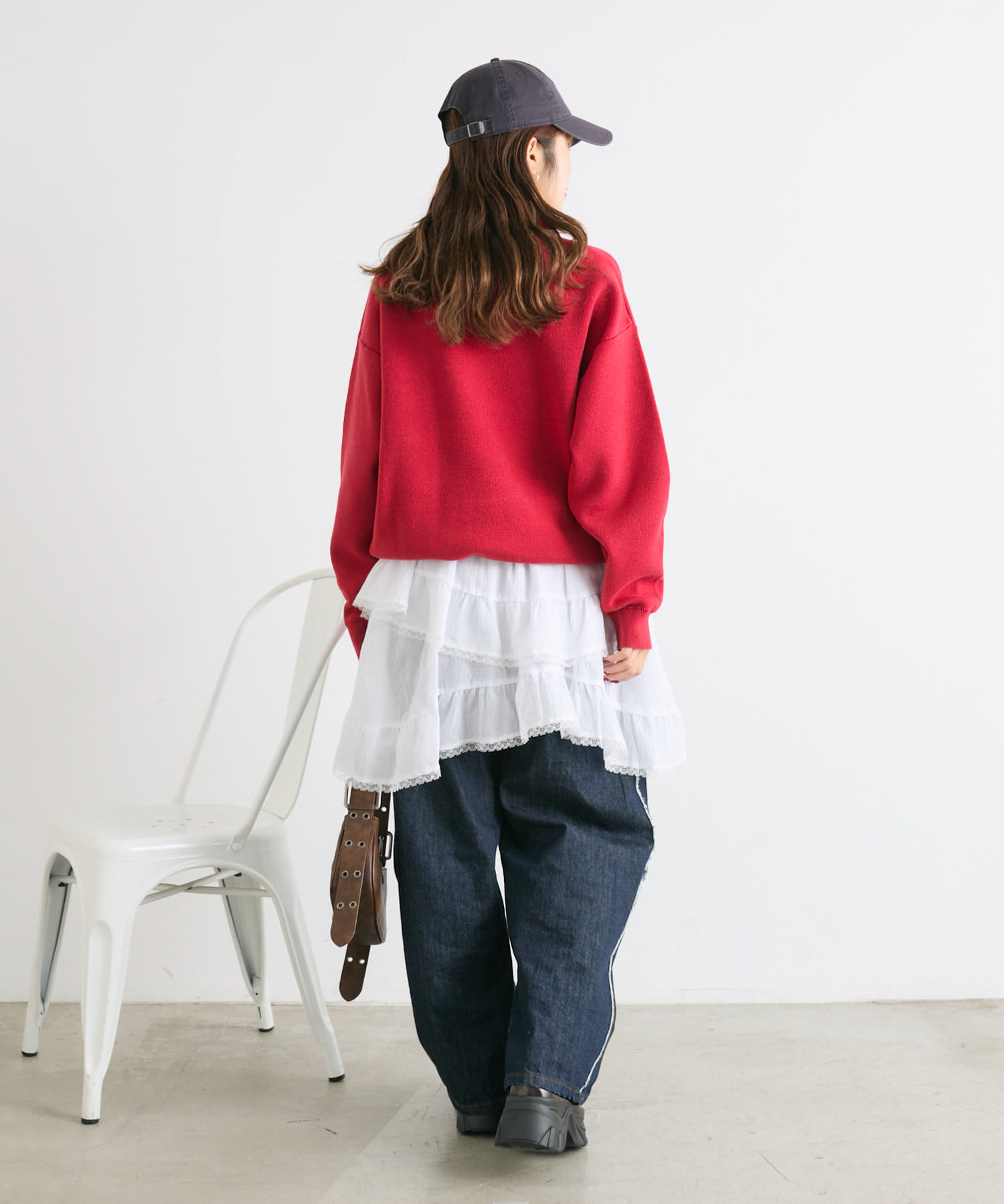 w closet(ダブルクローゼット) 刺繍ポロニット