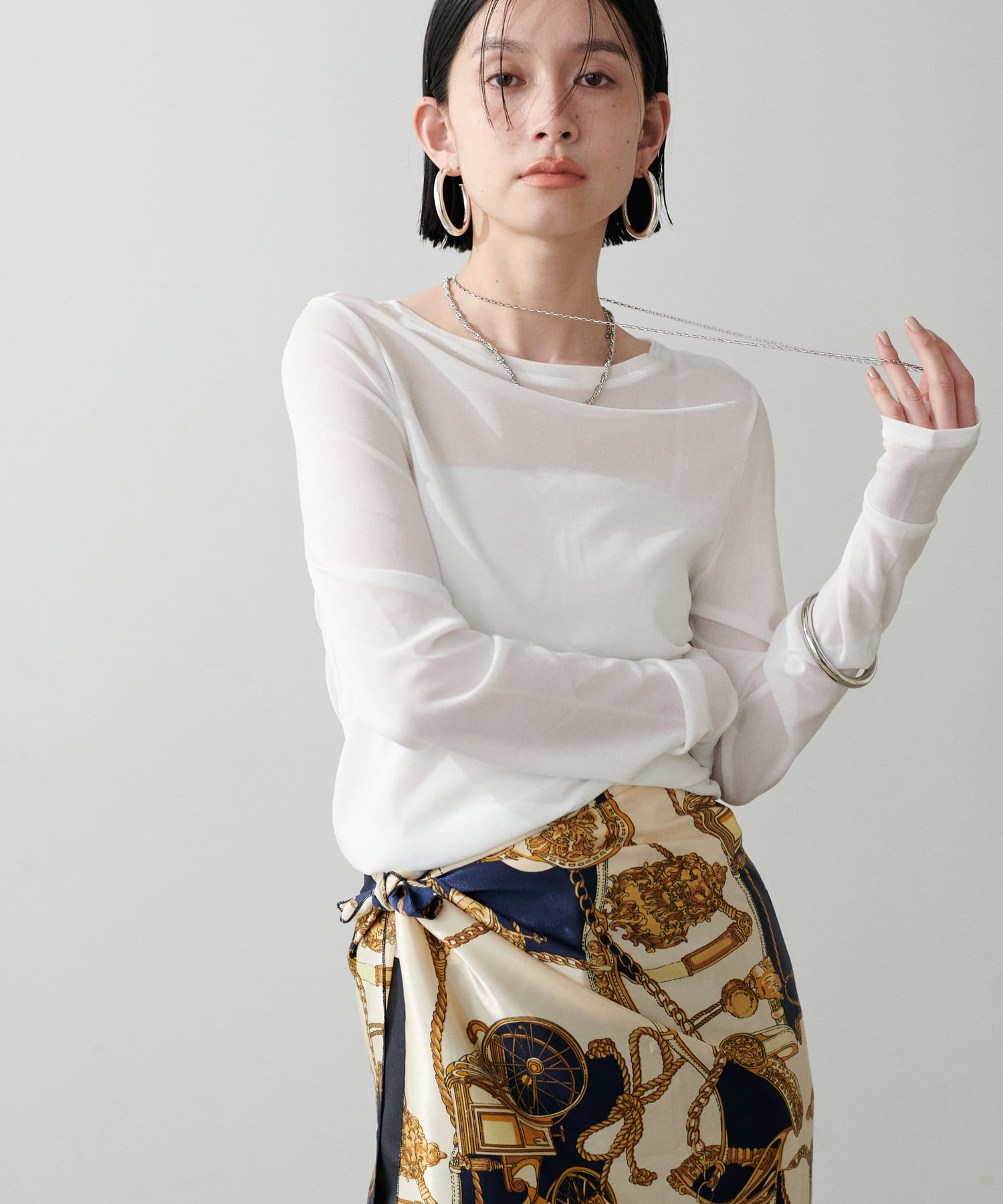 【一部店舗限定】オフショルチュールリブプルオーバー SALE】アシメリブオフショル風5分袖ニットプルオーバー