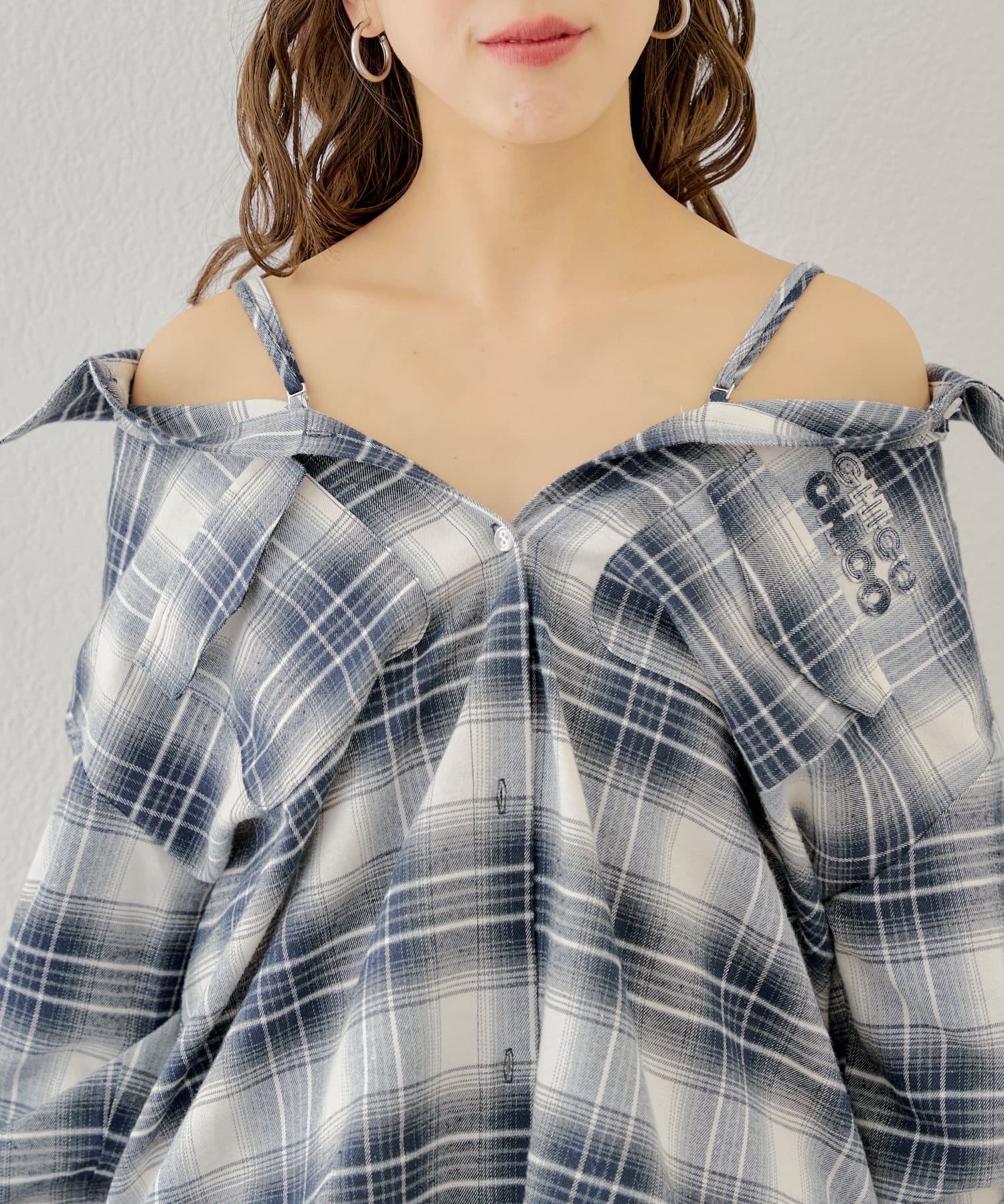 Chico(チコ) 【WEB限定6色展開】2WAYオーバーチェックシャツ