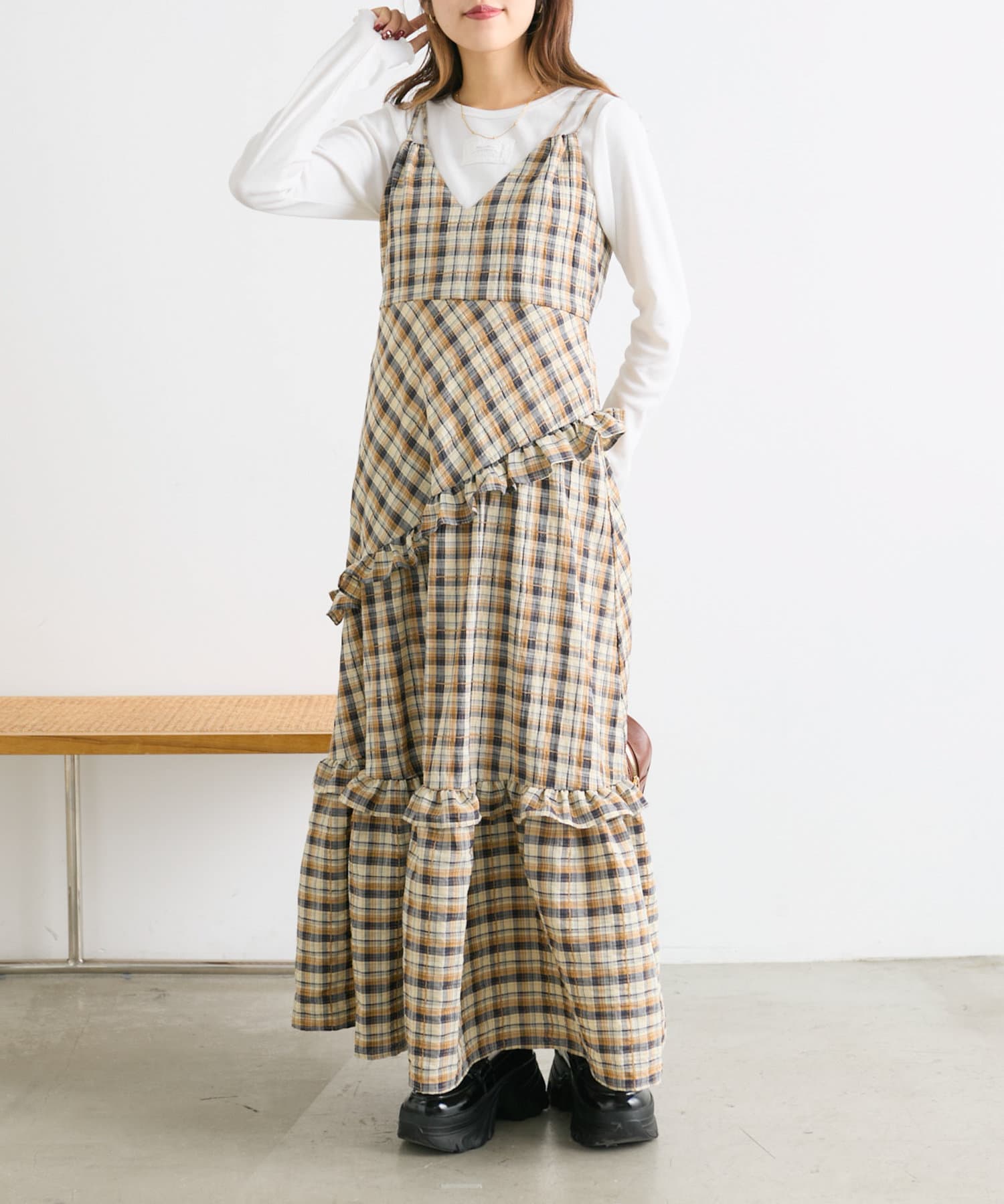 ワンピの実 まとめ 33個セット ダブりあり 3色展開】アシメティアードチェックワンピース | w closet