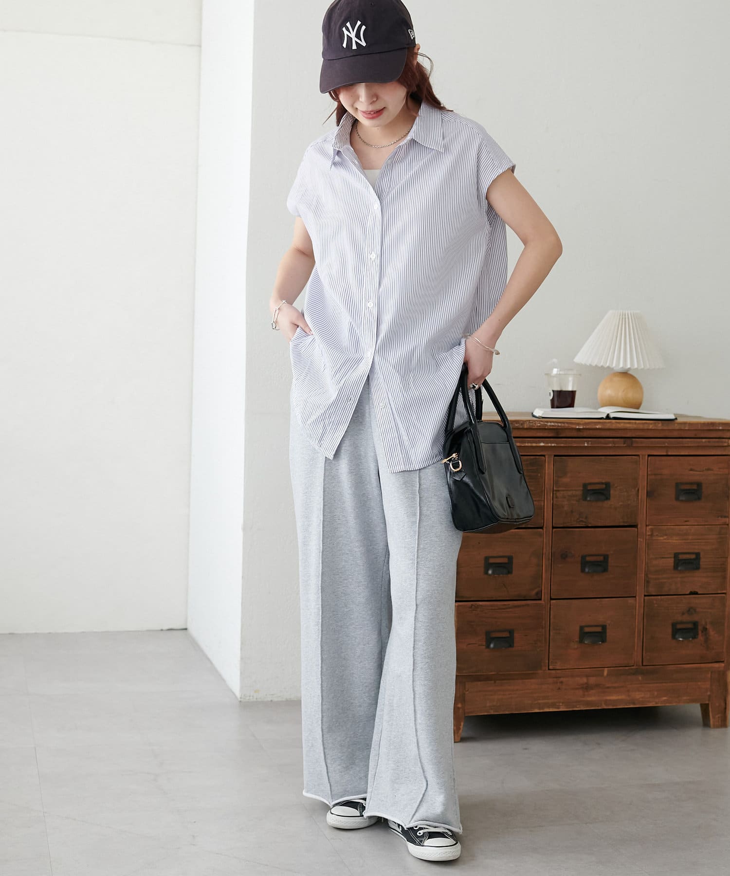 DISCOAT(ディスコート) 【WEB限定】衿付ストライプフレンチシャツ