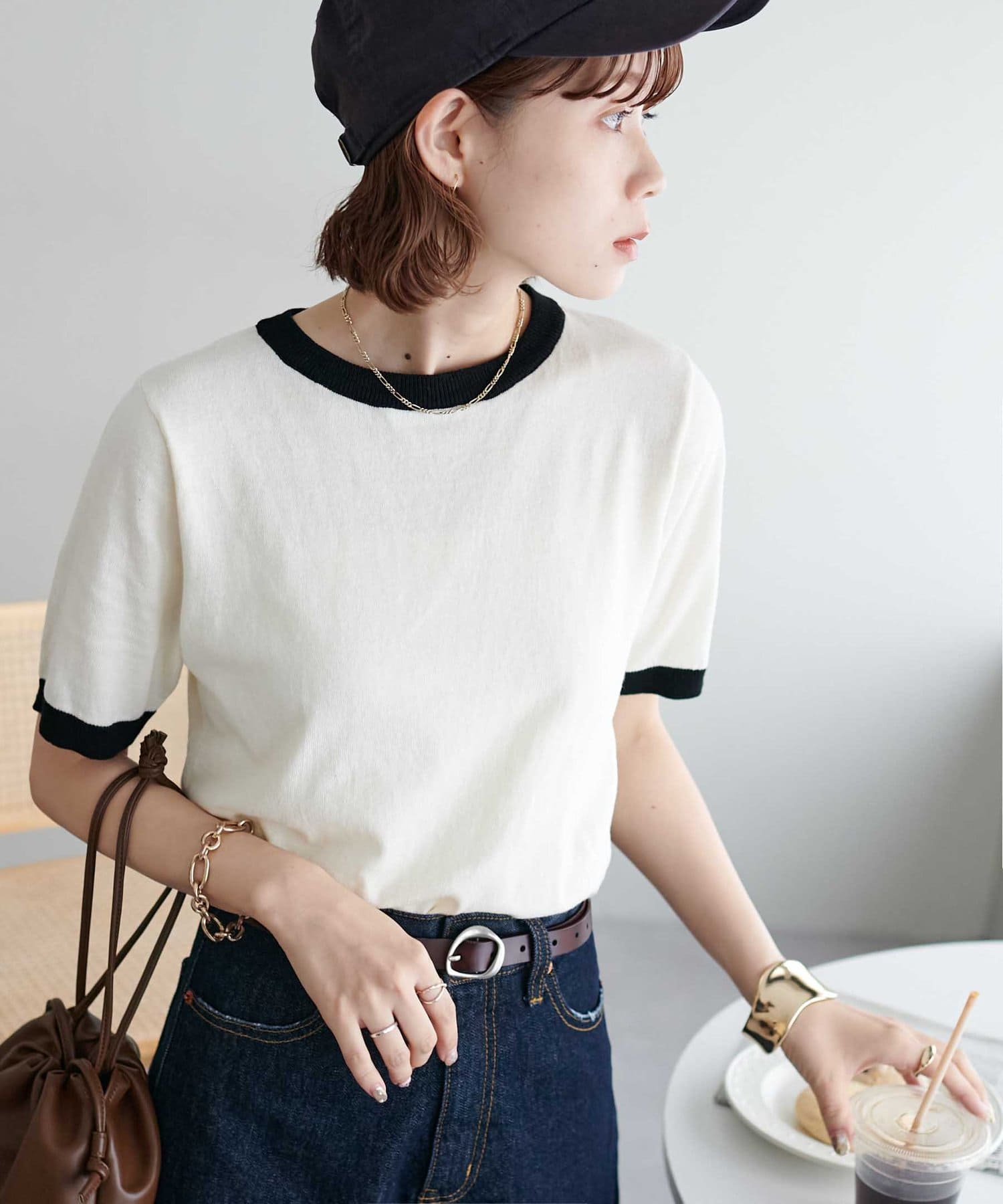 DISCOAT(ディスコート) 【WEB限定】配色半袖プルオーバー