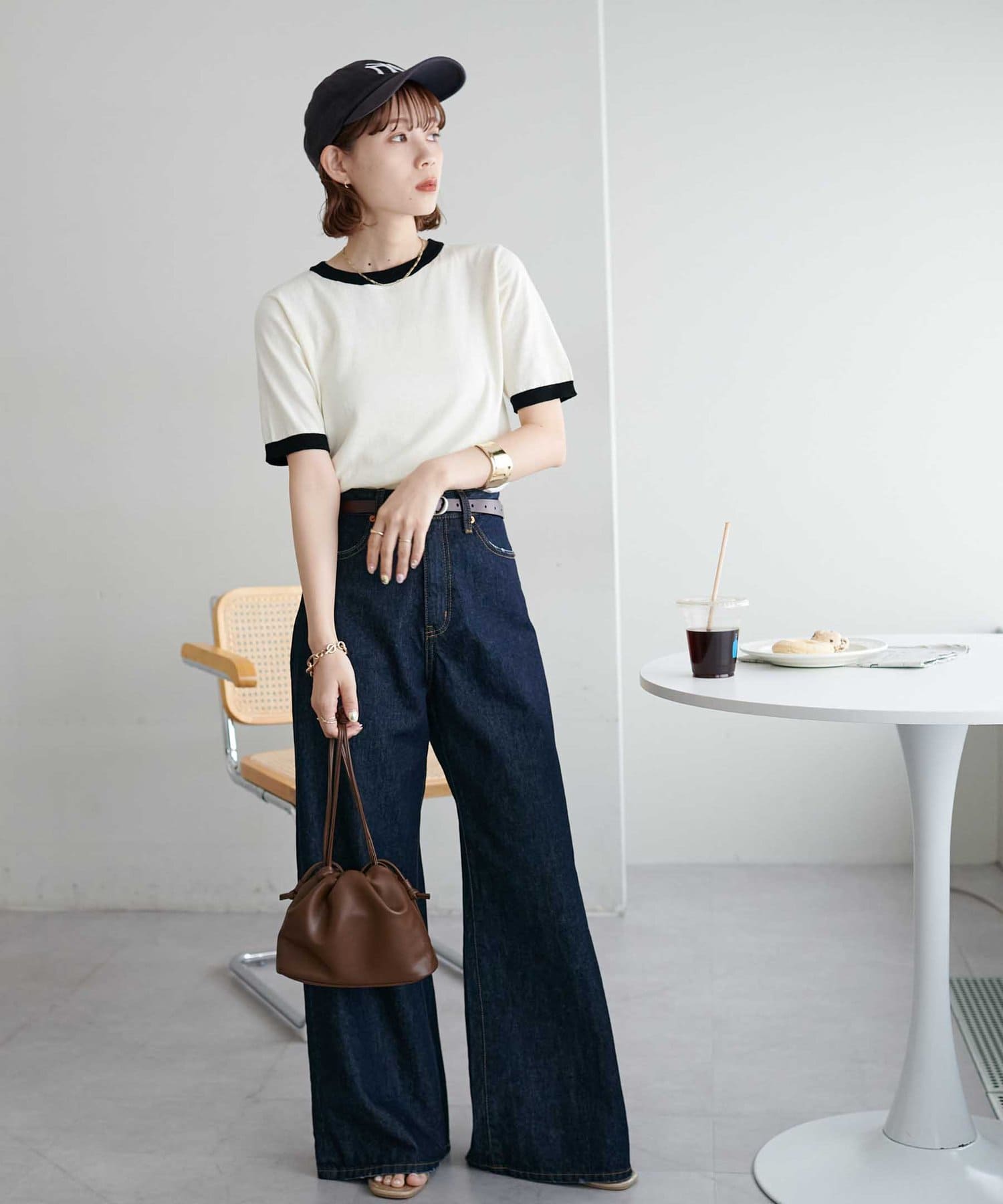 DISCOAT(ディスコート) 【WEB限定】配色半袖プルオーバー