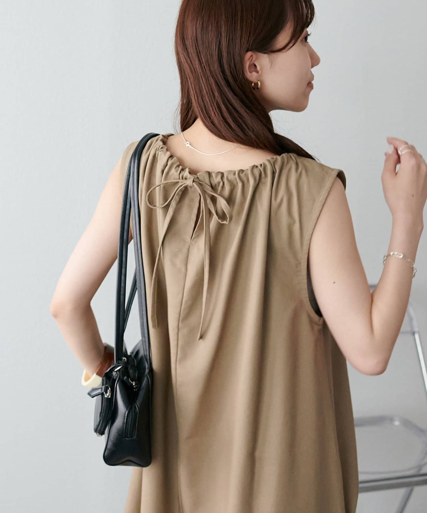 DISCOAT(ディスコート) 【新色追加!/WEB限定】衿ギャザーノースリワンピース