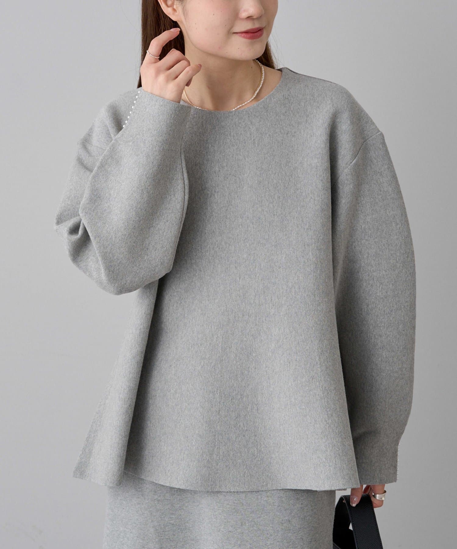 定番の中古商品 Du CE PUAL | noir】ミラノリブパールスリーブペプラムニット トップス