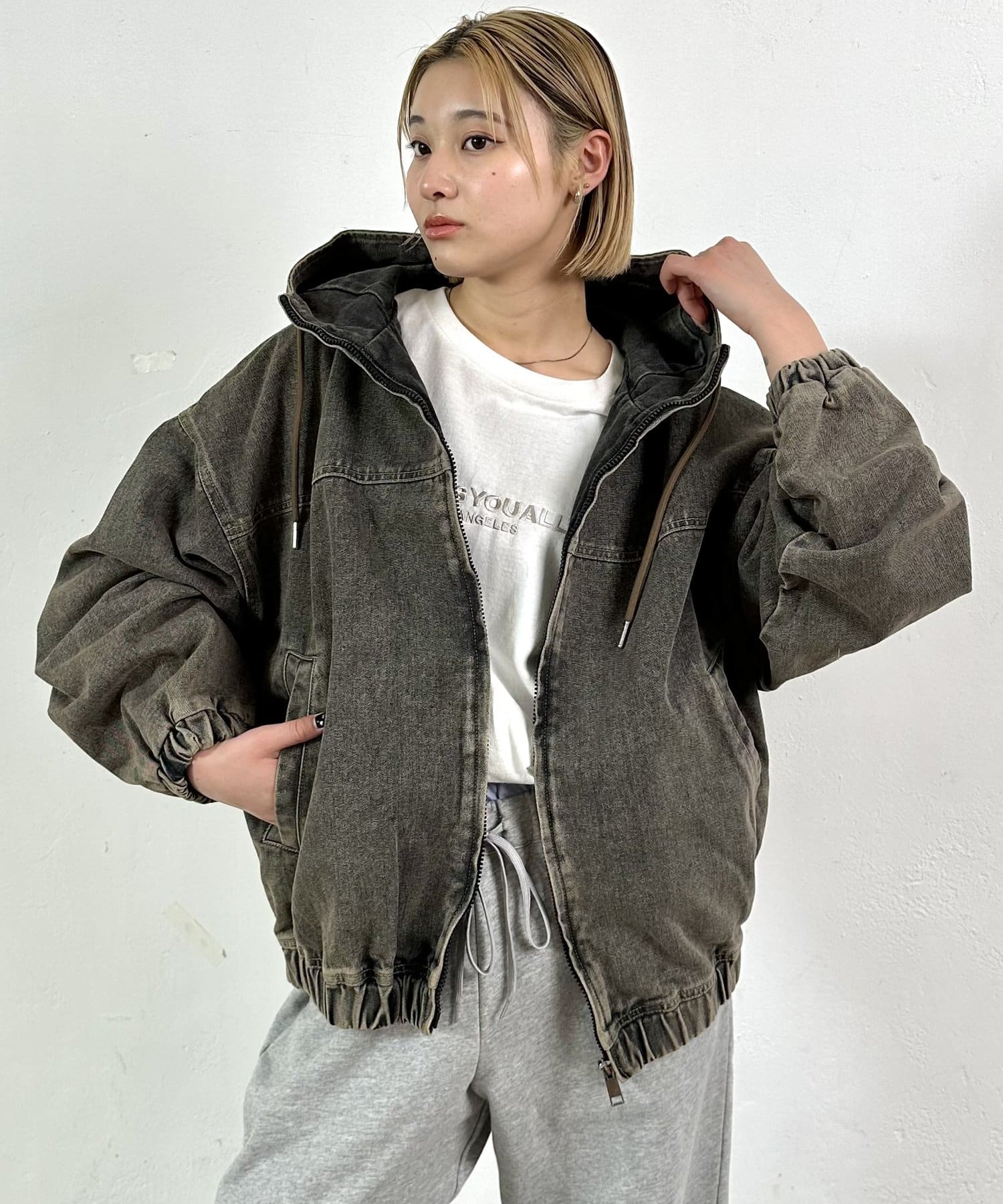 【さ】WHO’S WHO gallery デニムフードブルゾン ヴィンテージライクデニムフードブルゾン | WHO'S WHO gallery
