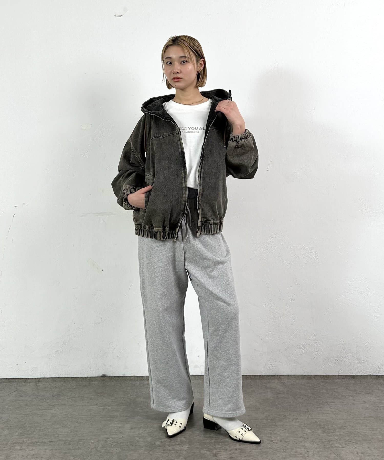 UNISEX/ユニセックス】ヴィンテージライクデニムフードジップ