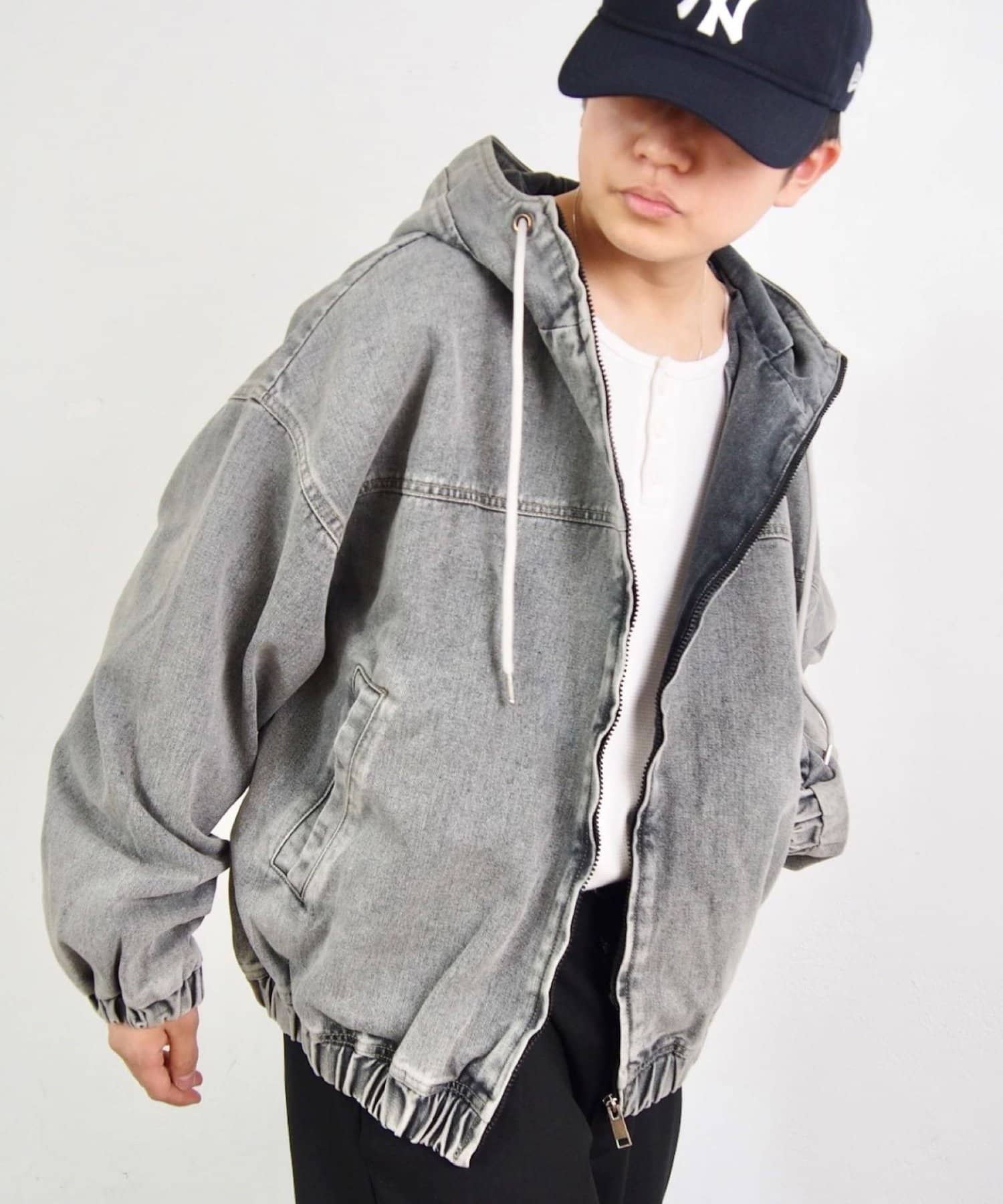 UNISEX/ユニセックス】ヴィンテージライクデニムフードジップ