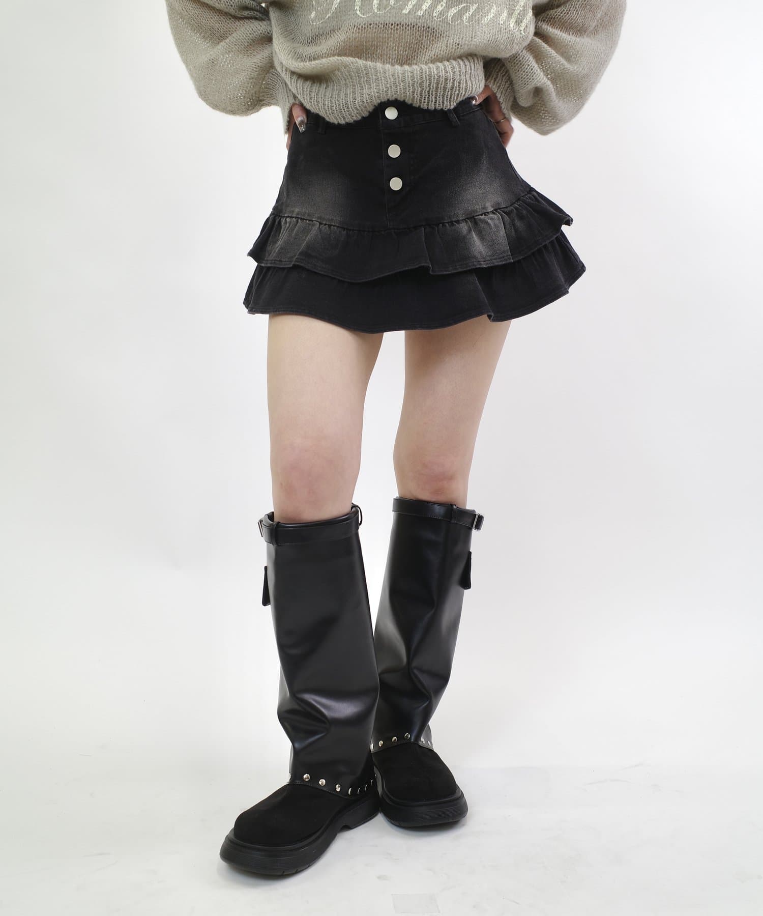 WHO’S WHO gallery(フーズフーギャラリー) 【EC限定】デニムミニフリルミニスカート