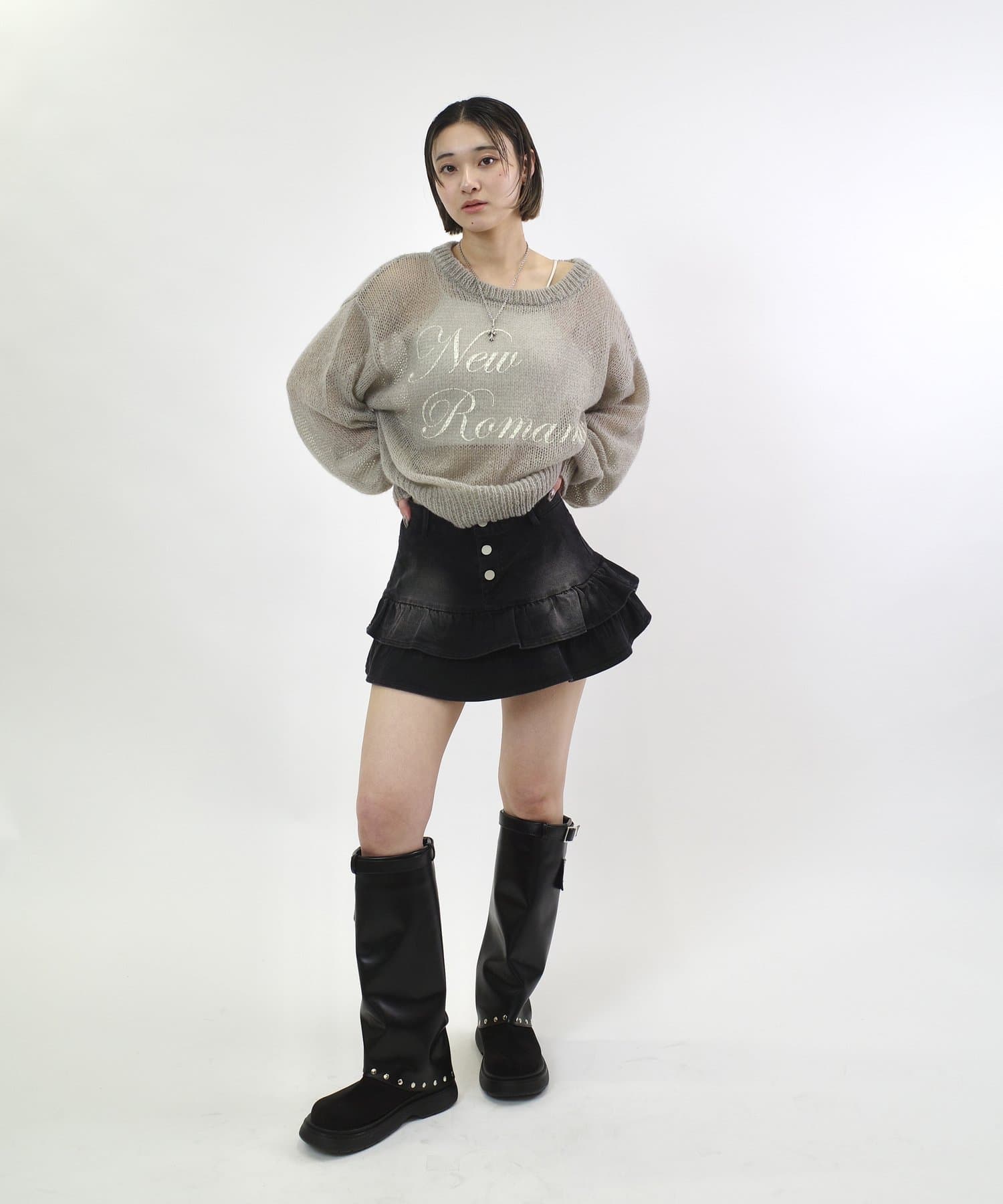 WHO’S WHO gallery(フーズフーギャラリー) 【EC限定】デニムミニフリルミニスカート