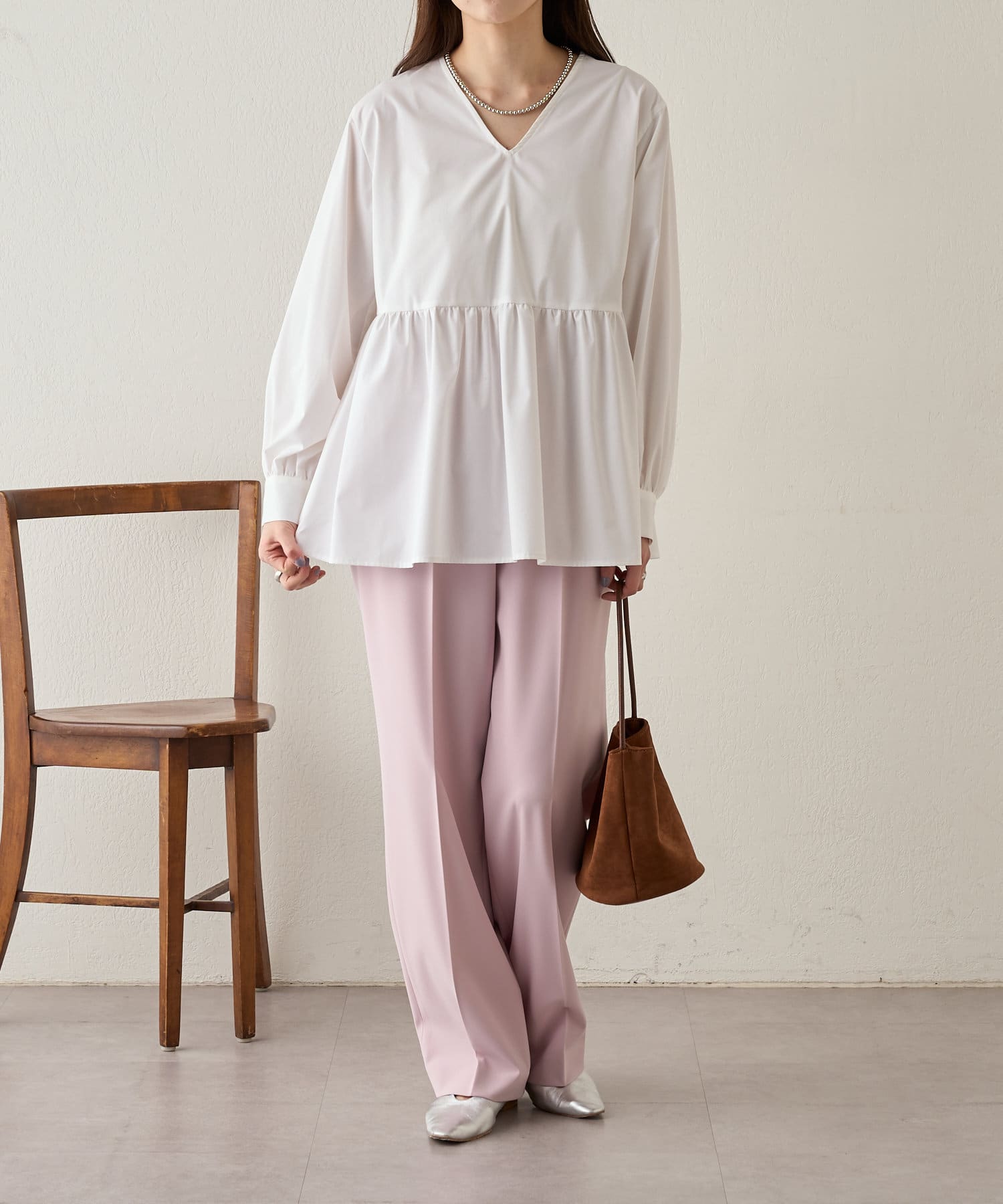 DRESS+｜ブラウス 長袖 シアー Vネック ペプラム | Rakuten