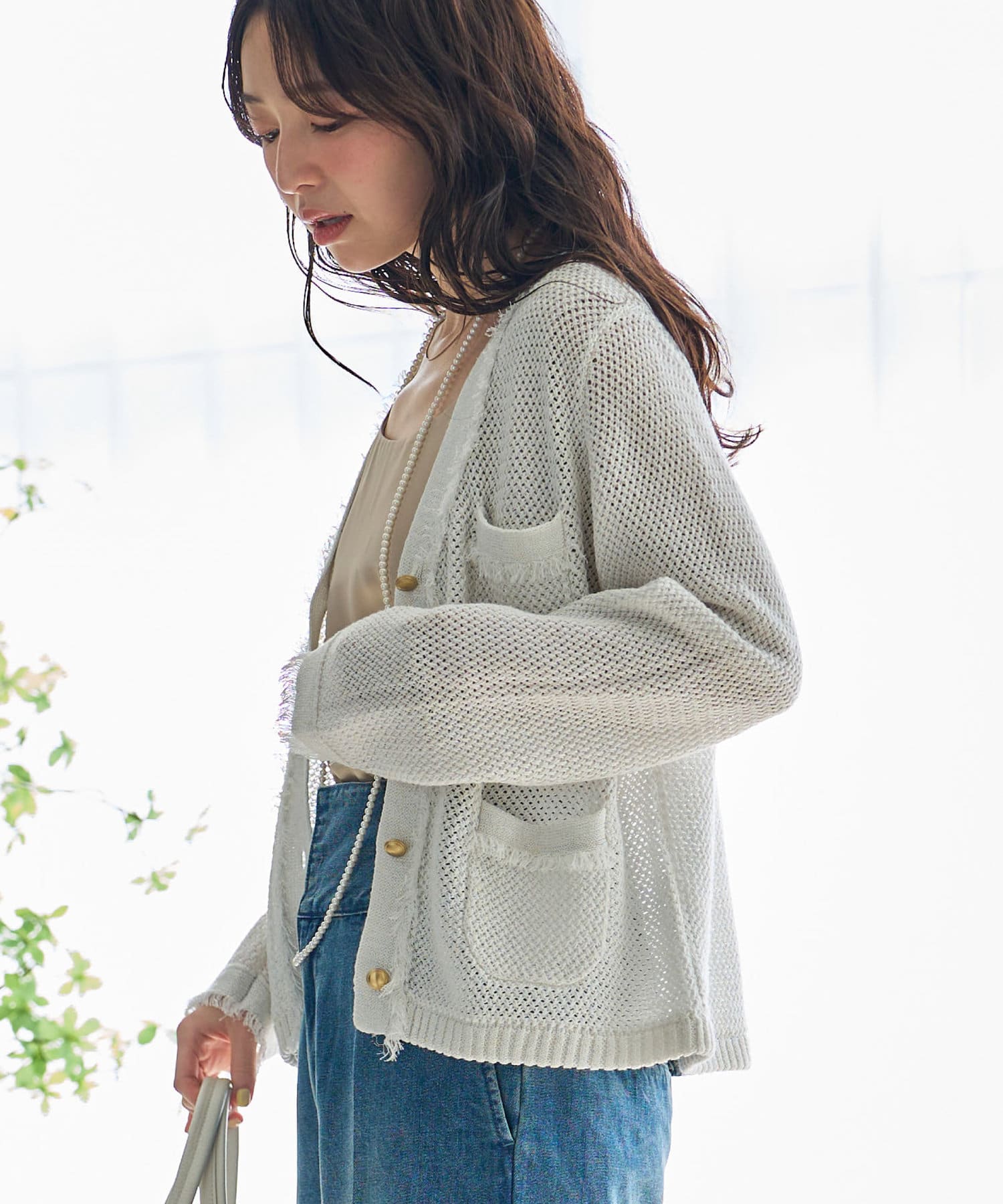 冬ギフト セ 名品・着回し最強】綿麻ラメバスケットニットカーディガン La | トップス