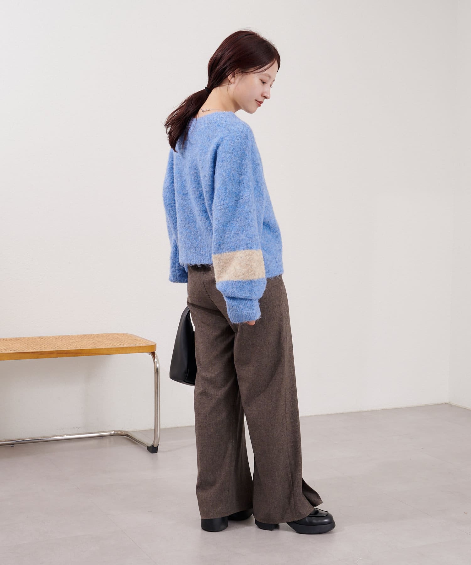 OUTLET(アウトレット) 【Kastane】メランジ袖ラインニットプルオーバー