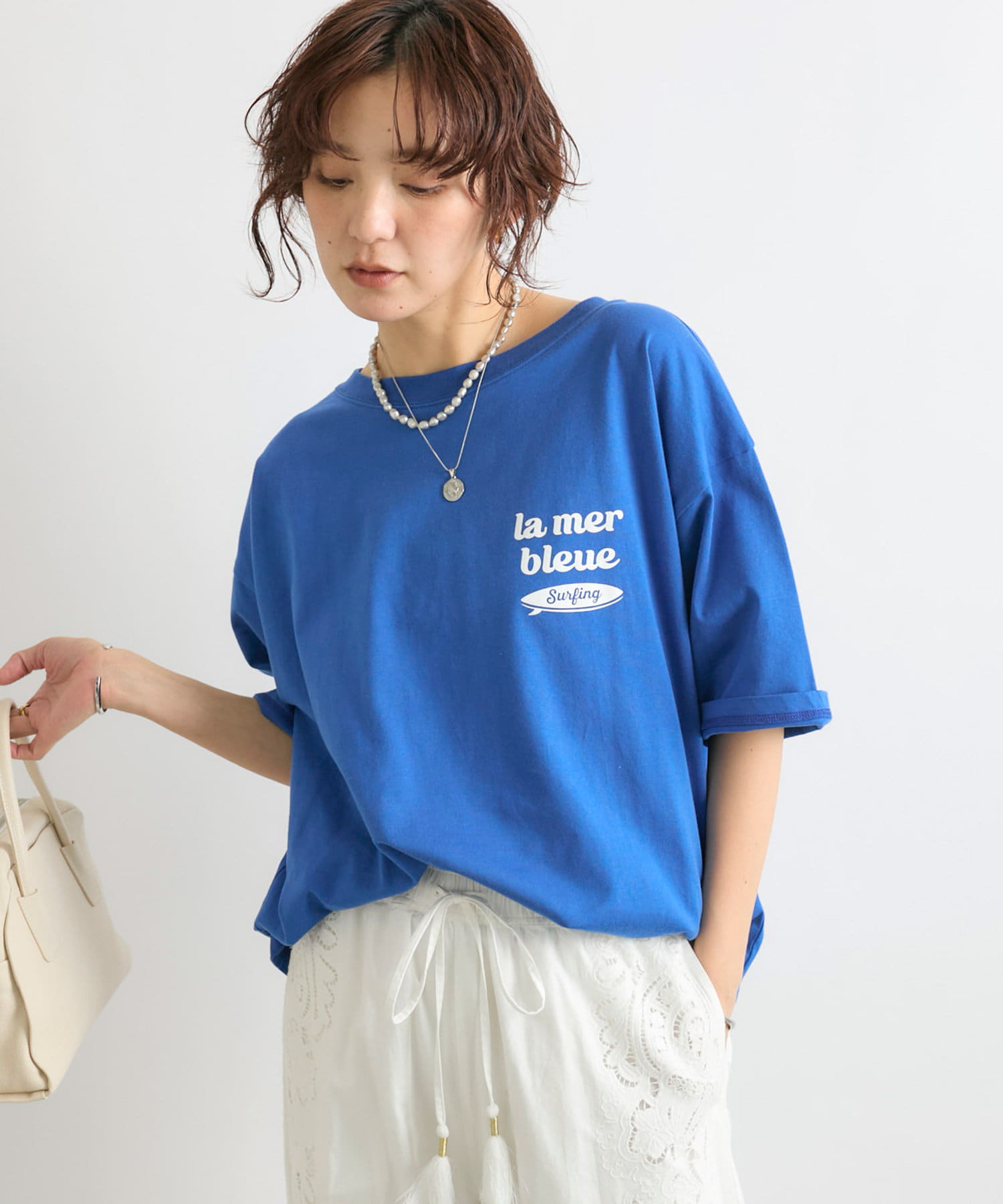 RIVE DROITE(リヴドロワ) レディース 予約【大人カジュアルに】SURF LOGO Tシャツ ブルー