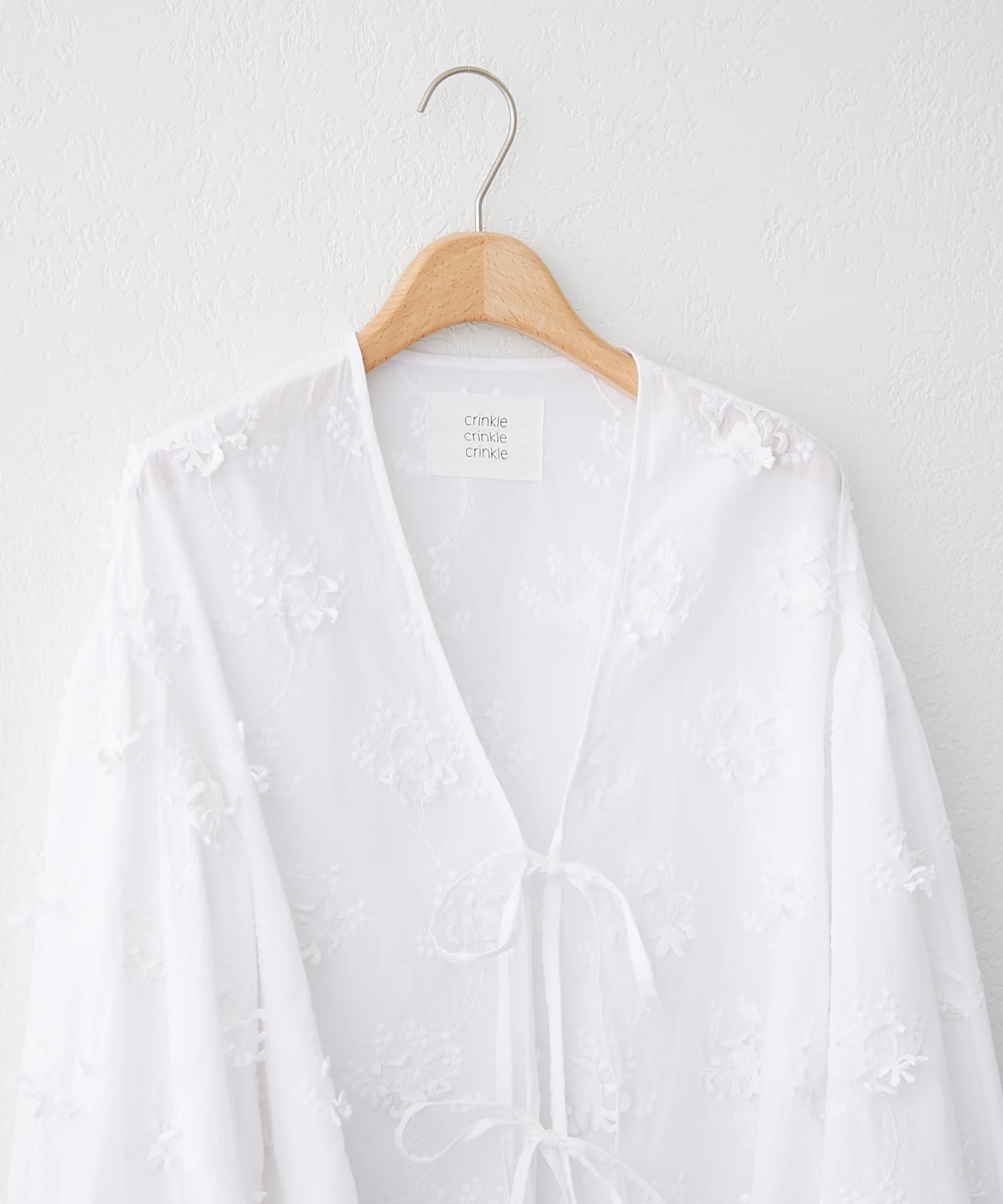 【crinkle】3D embroidery dot bolero ホワイト 3D embroidery bolero | WHITE