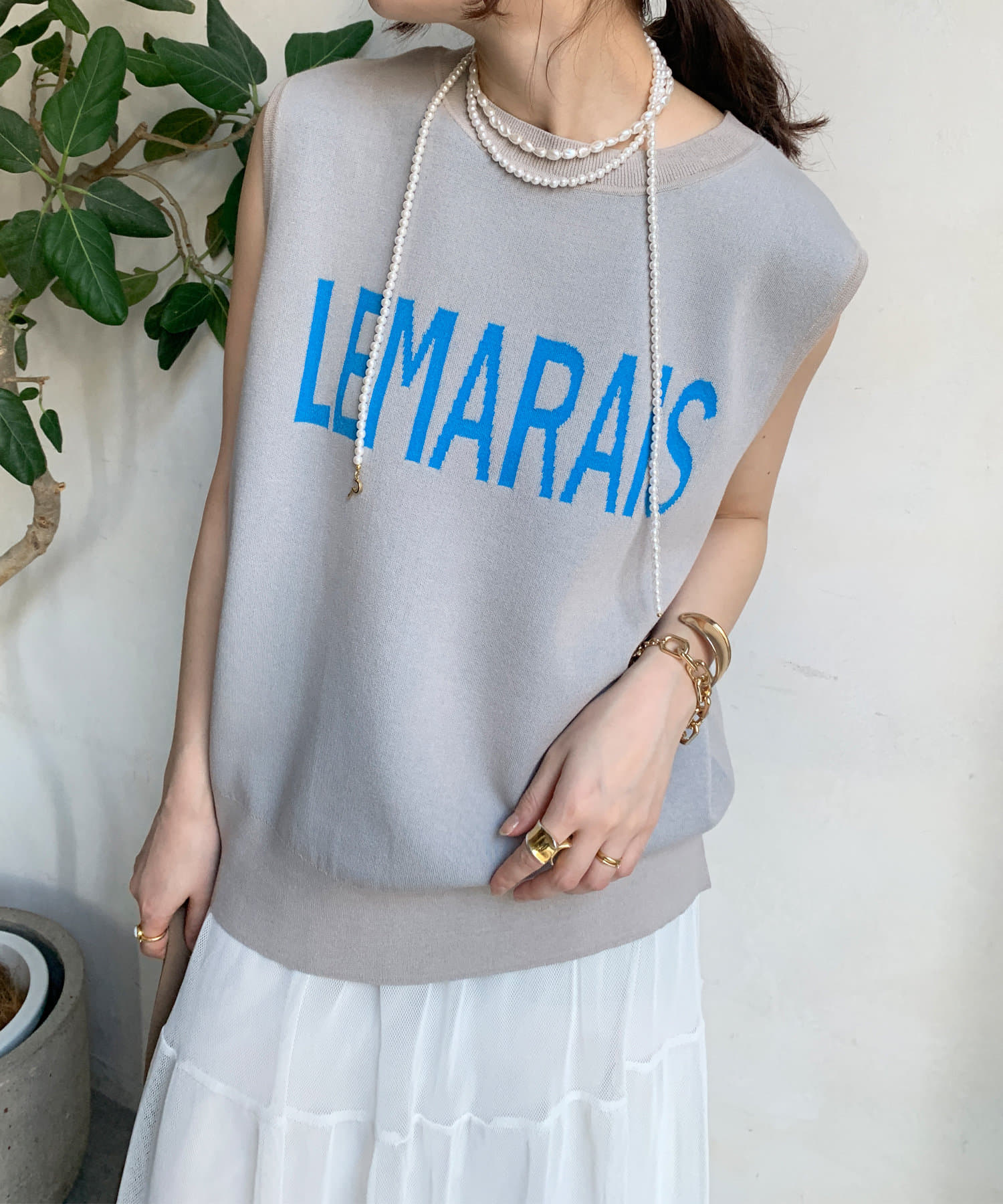 DOUDOU(ドゥドゥ) LEMARAISジャガードニットタンク