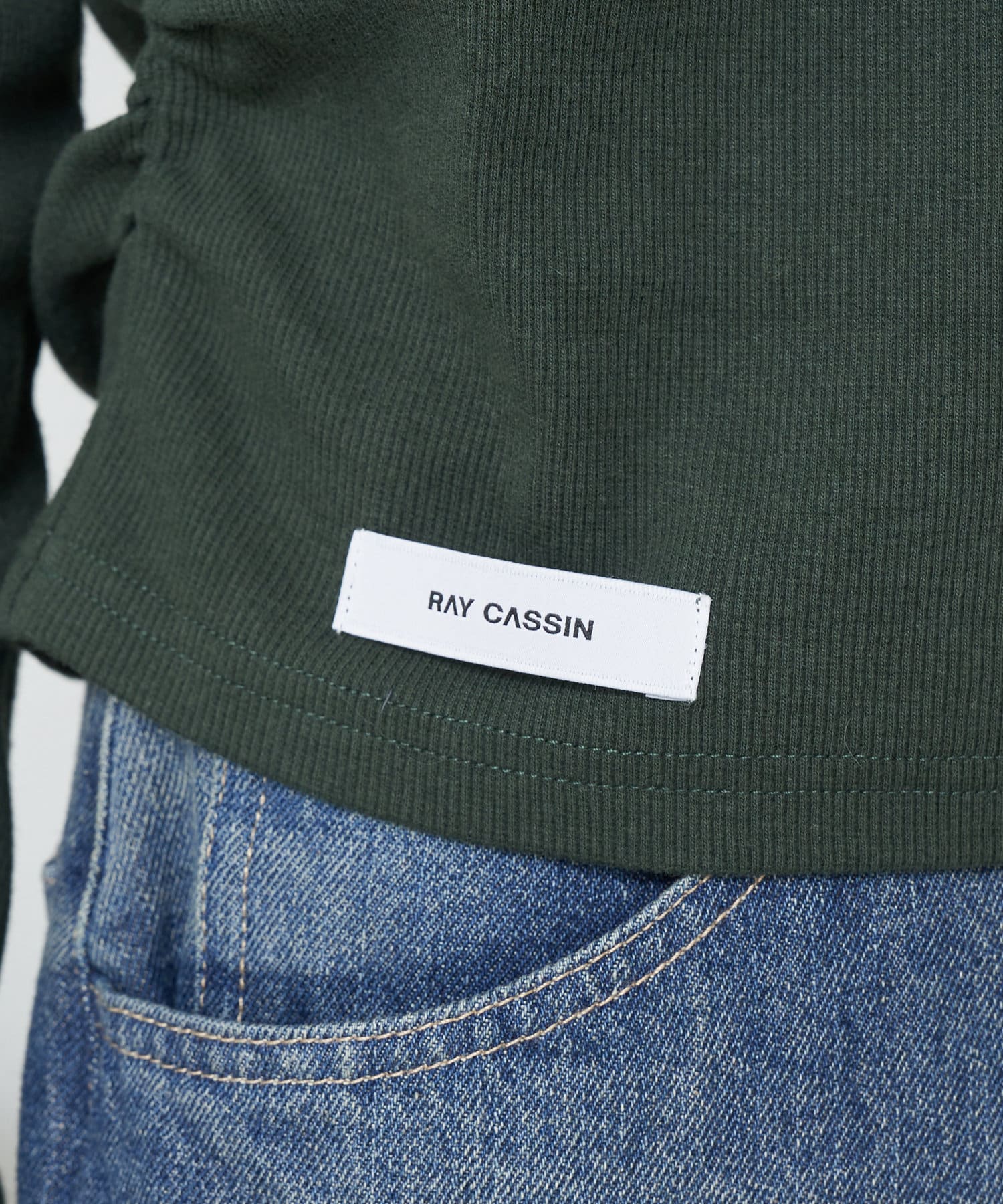 RAY CASSIN(レイカズン) 【追加生産決定】Vネックヘンリー胸刺繍ロングTシャツ