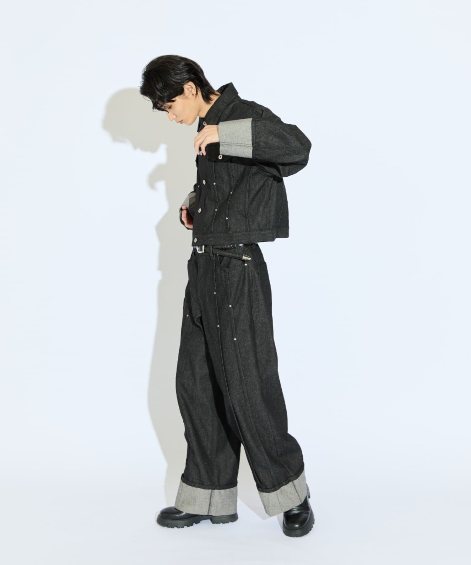 Lui's(ルイス) 【Neucon/ニューコン】リベットデザインロールアップストレートデニムパンツ