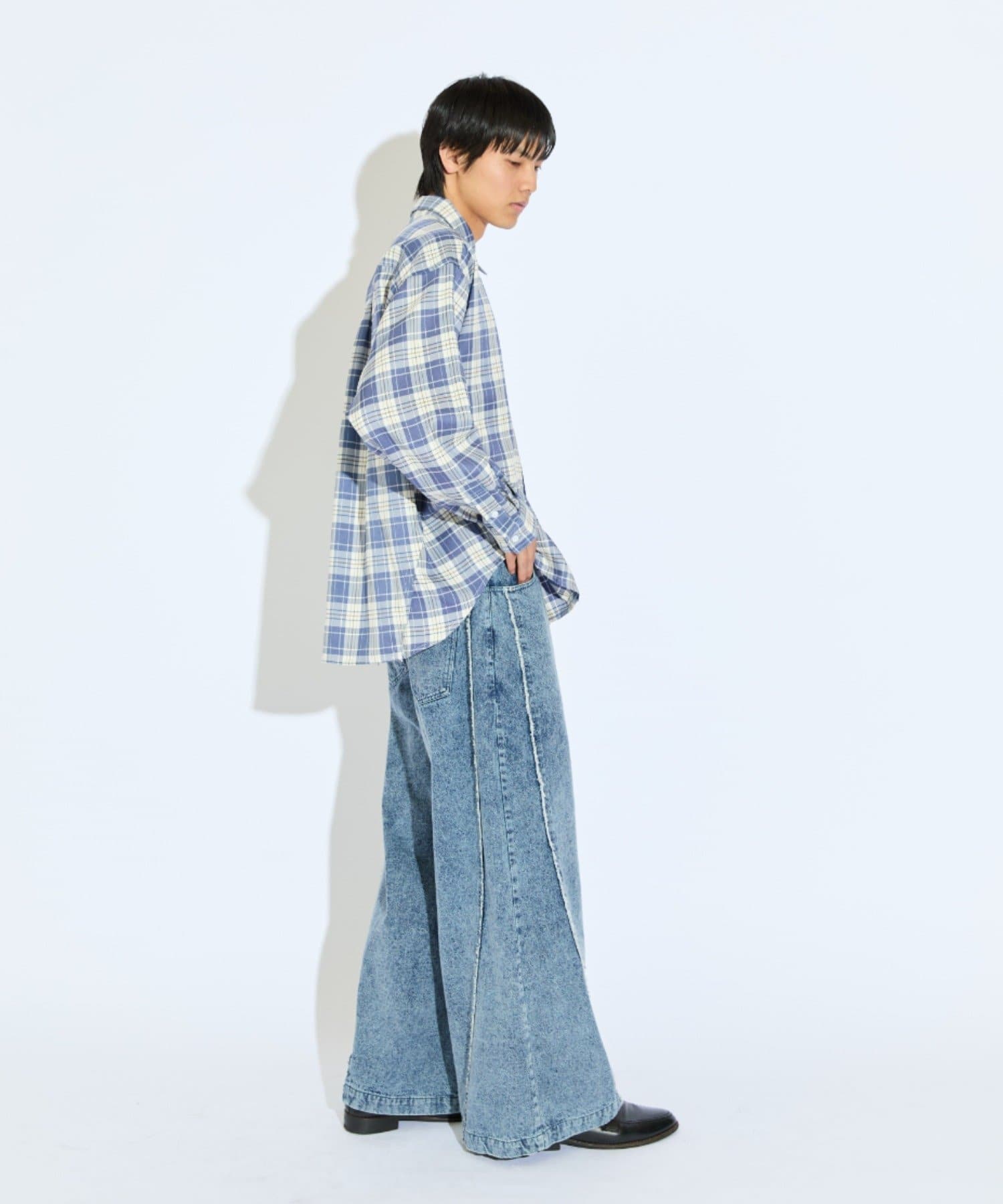 Lui's(ルイス) 【Neucon/ニューコン】フリンジデザインワイドフレアバギーデニムパンツ