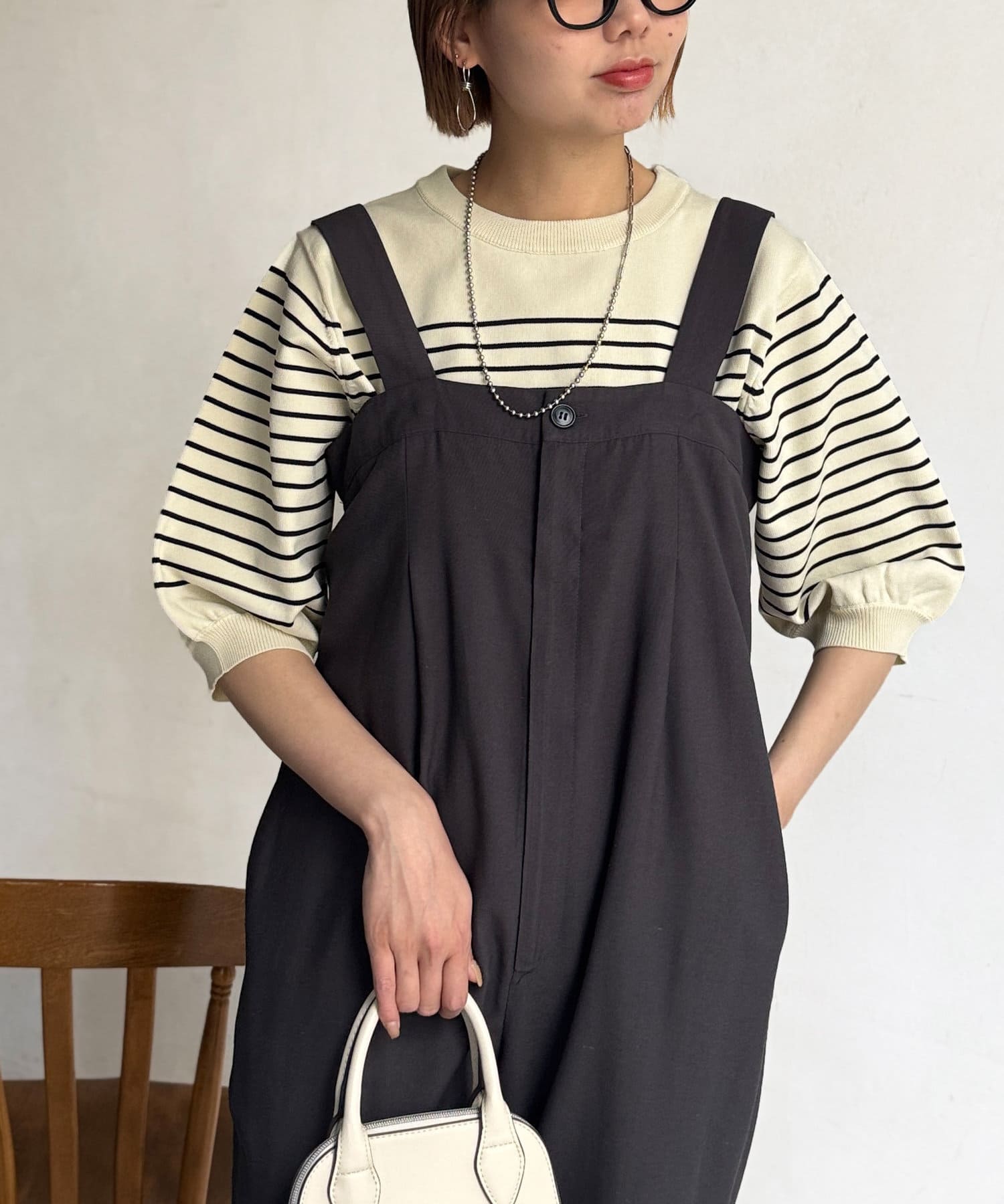 Chez toi(シェトワ) 5分袖コンパクトニット