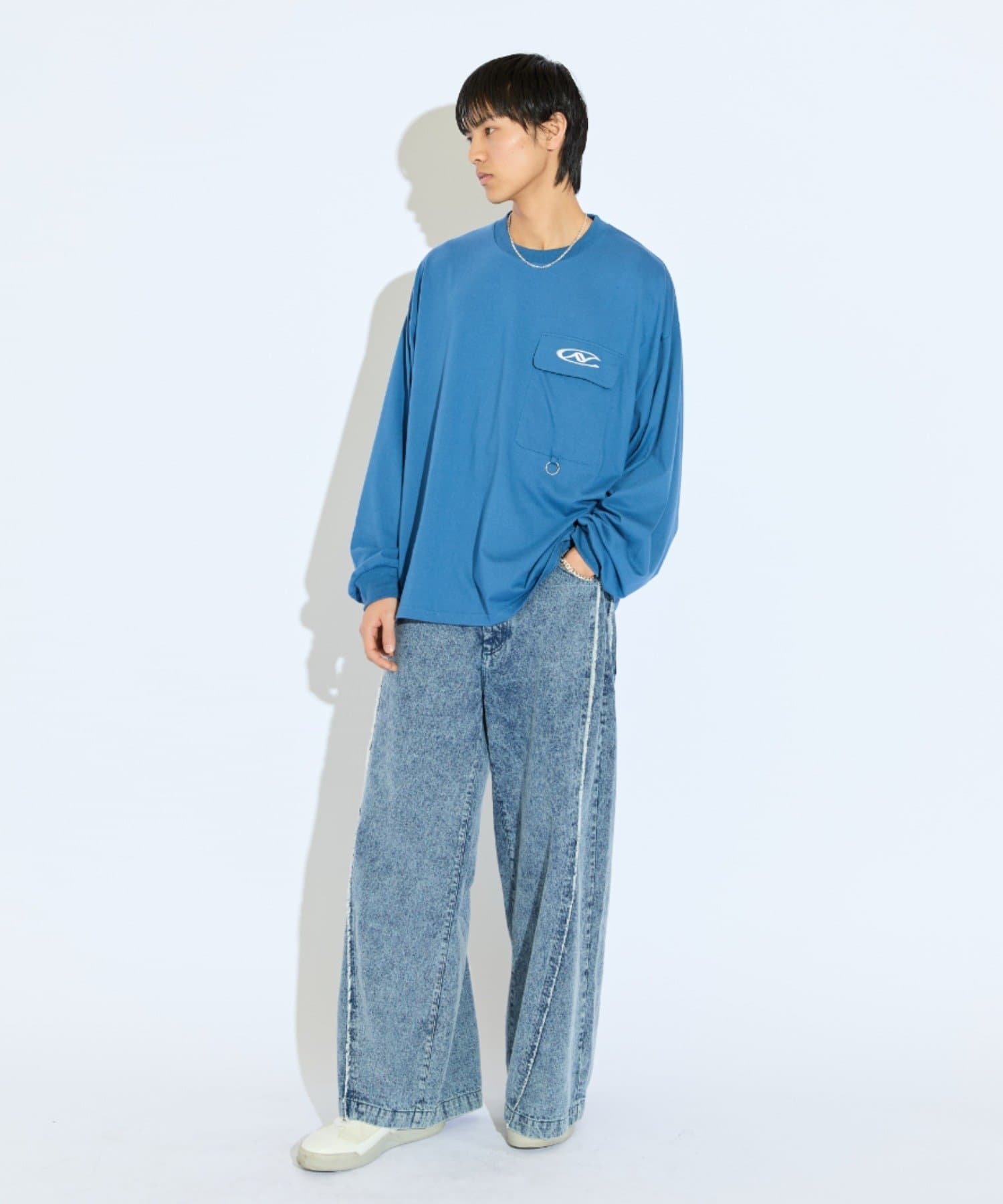 Lui's(ルイス) 【Neucon/ニューコン】ロゴ刺繡フラップポケットリングデザインロンT