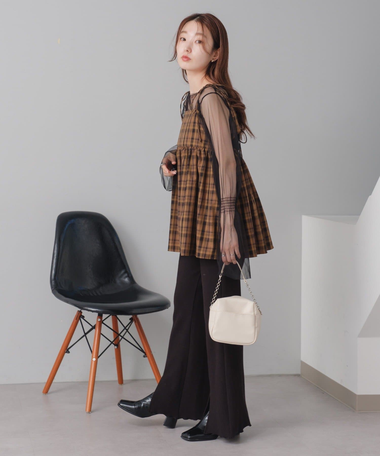 Kastane(カスタネ) 【WEB・一部店舗限定】チェックキャミビスチェ