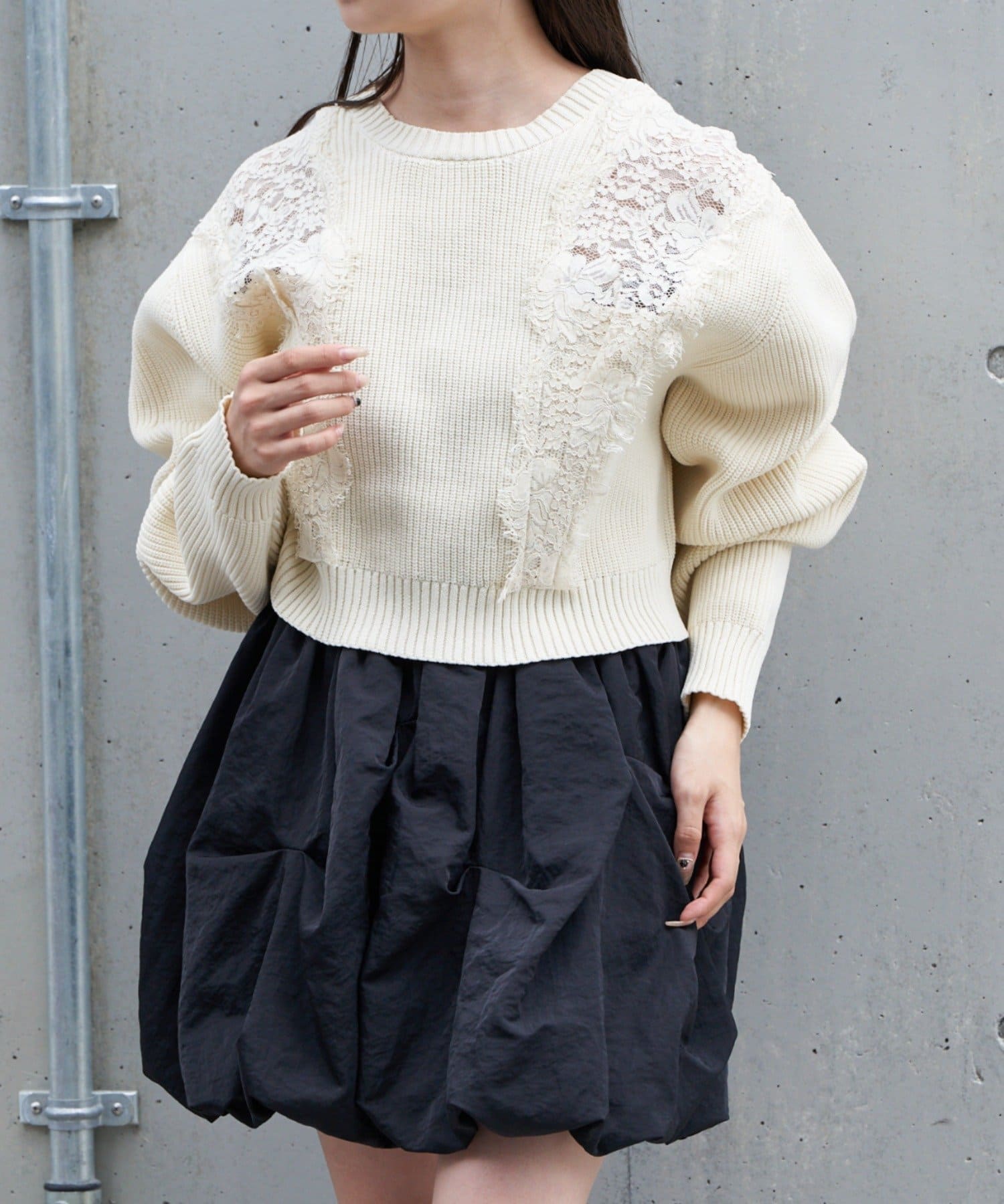 RAY CASSIN】レース切り替えニット | OUTLET(アウトレット)レディース