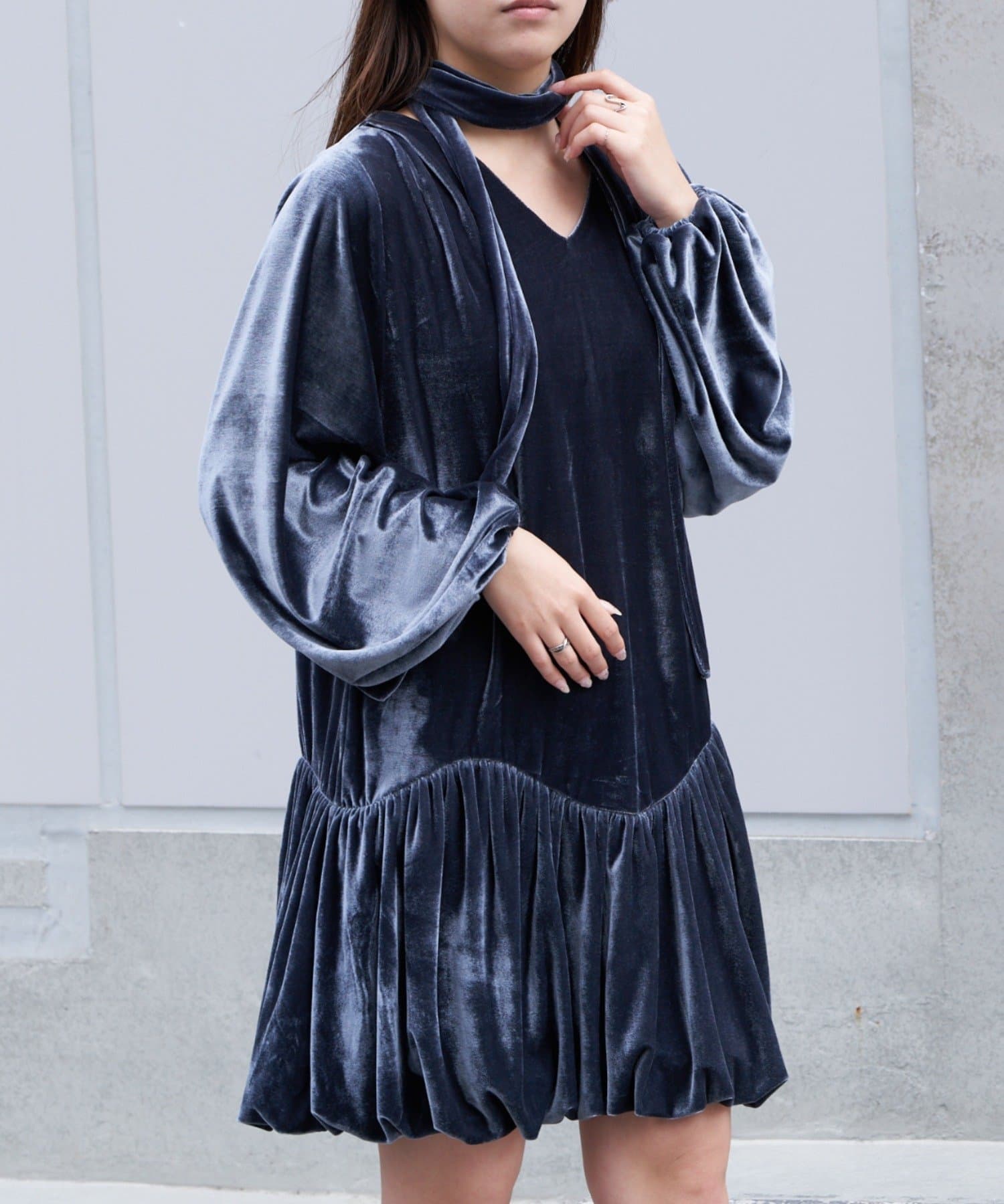 RAY CASSIN】ベロアバルーンミニワンピース | OUTLET(アウトレット