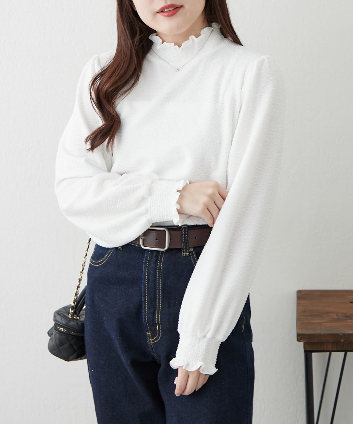 試着のみ♡LIten♡リテン♡シャーリングブラウス♡ タグ付き新品 Liten リテン シャーリングブラウス ホワイト